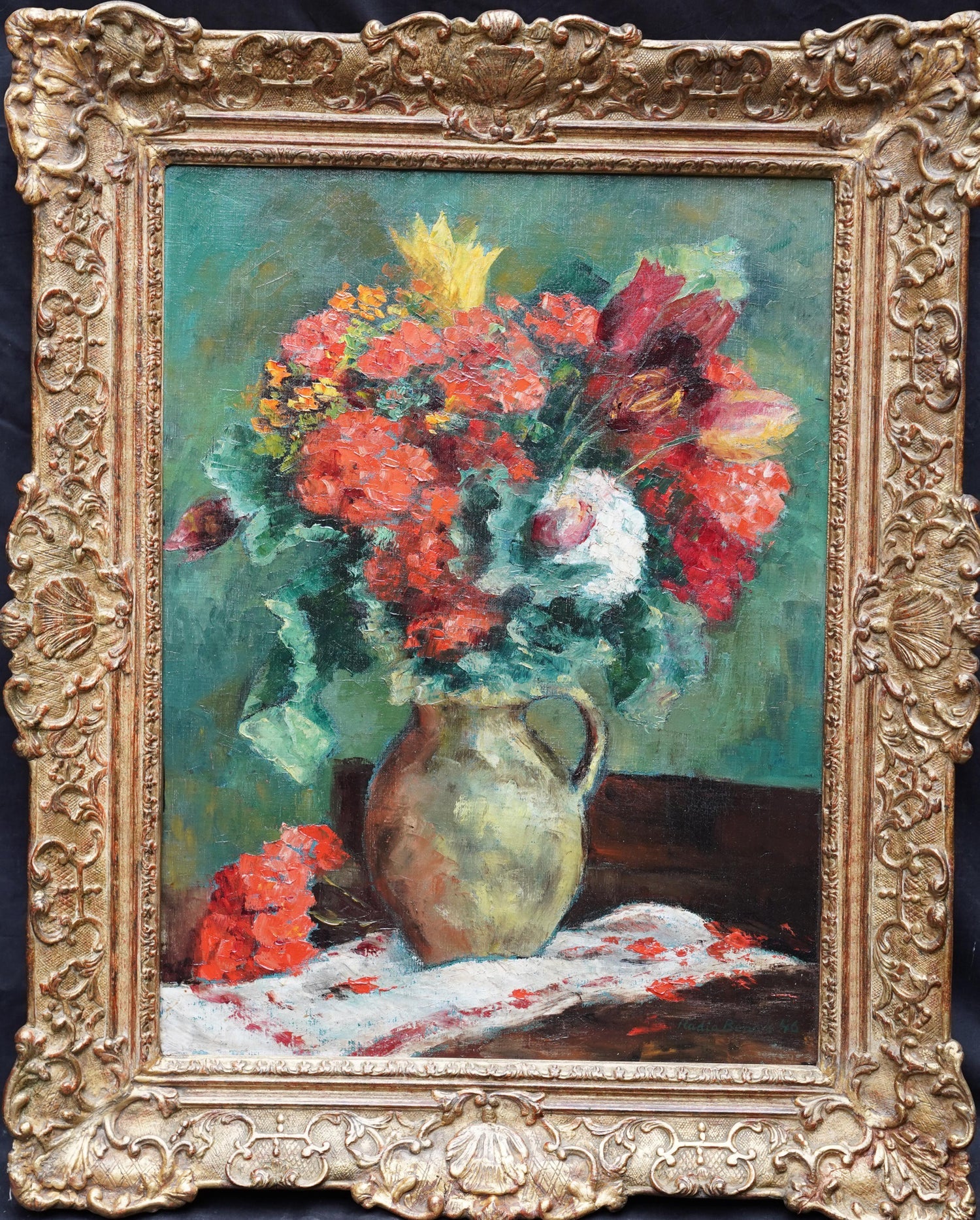 Luigi Corbellini French Italian Post Impressionist Oil Painting Vase of Flowers