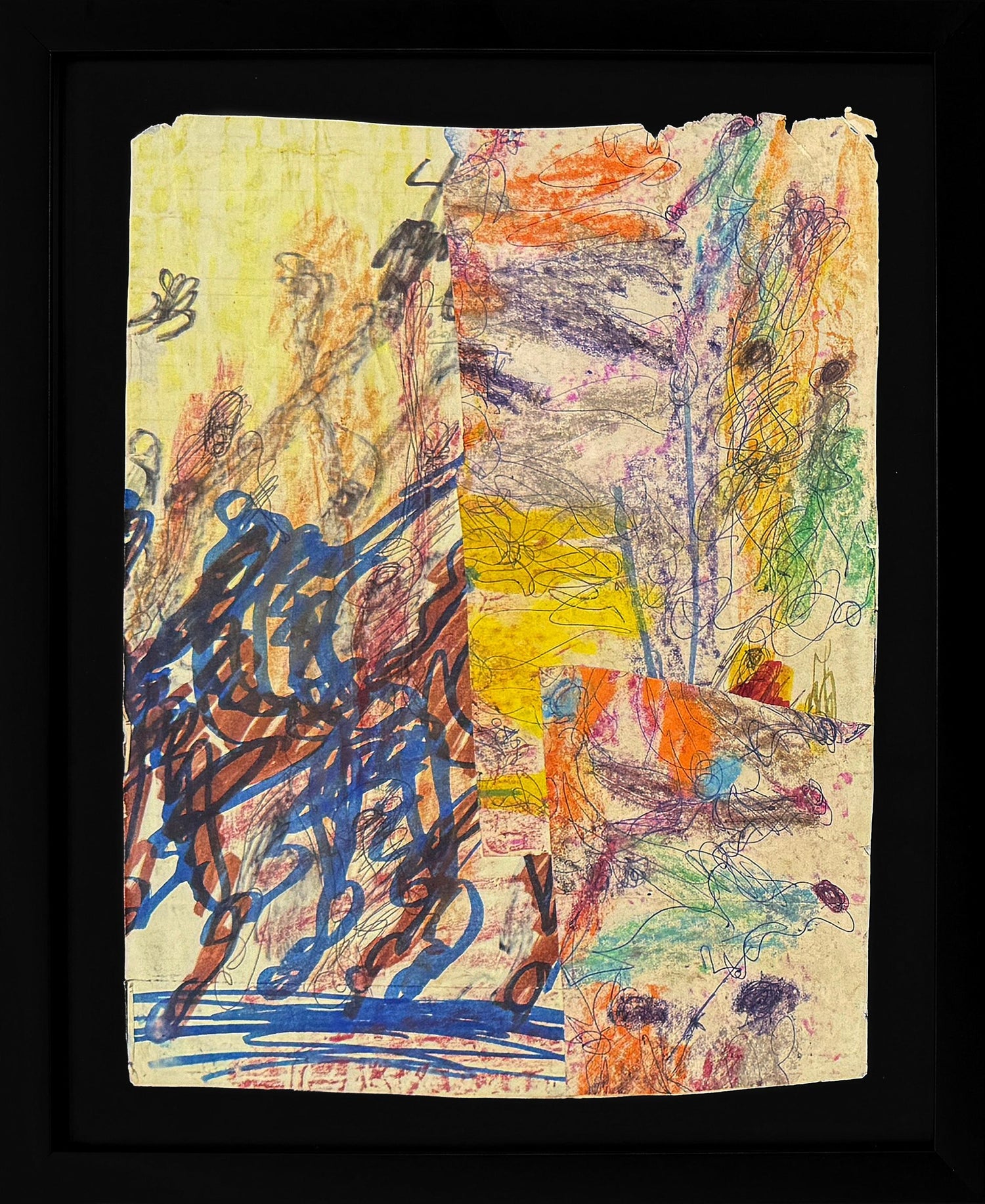 Mixed Media Outsider Art Original Photo Collage Drawing 2 Sided