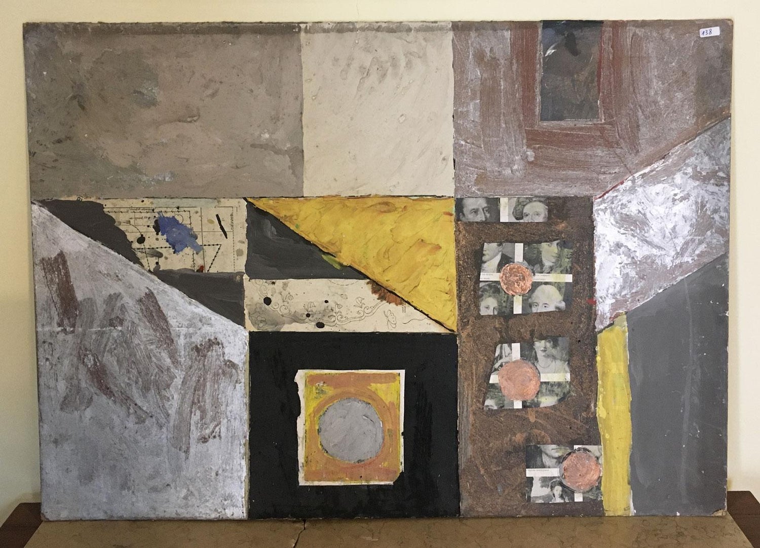 Italian Pop Art Mixed Media Surrealist Painting Collage Gouache Emilio Tadini