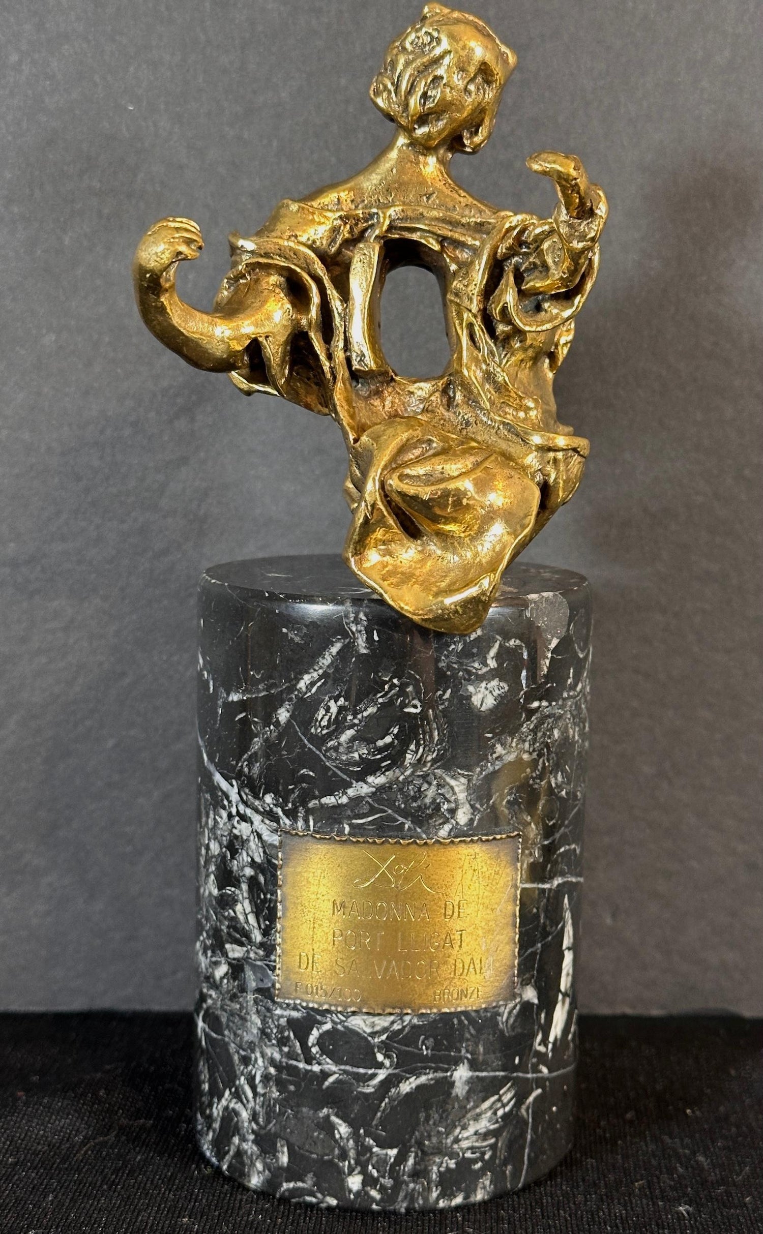 Large Original Surrealist Bronze Marble Sculpture Alma Del Quijote Salvador Dali