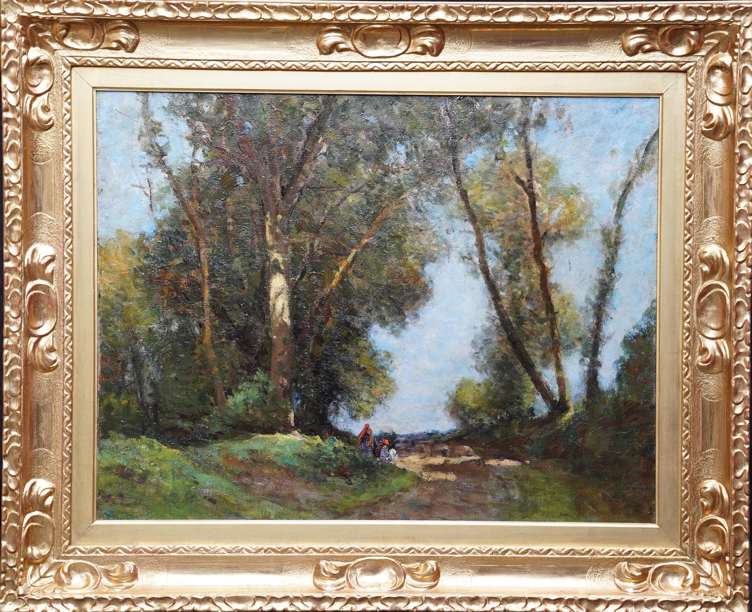 French Post Impressionist Oil Painting Bucolic Wooded Country Lane Gaston Sebire