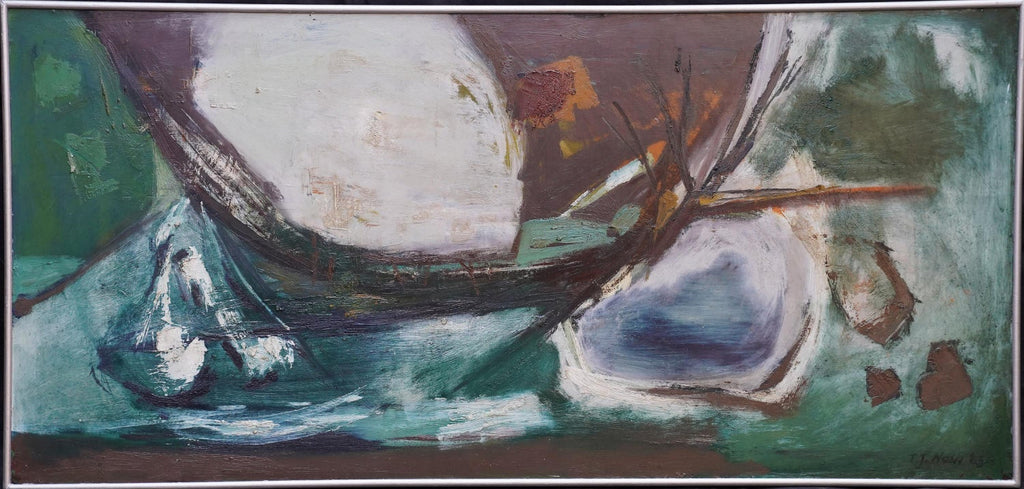 Australian American D. Rankin Abstract Expressionist Oil Painting Rocky Hillside