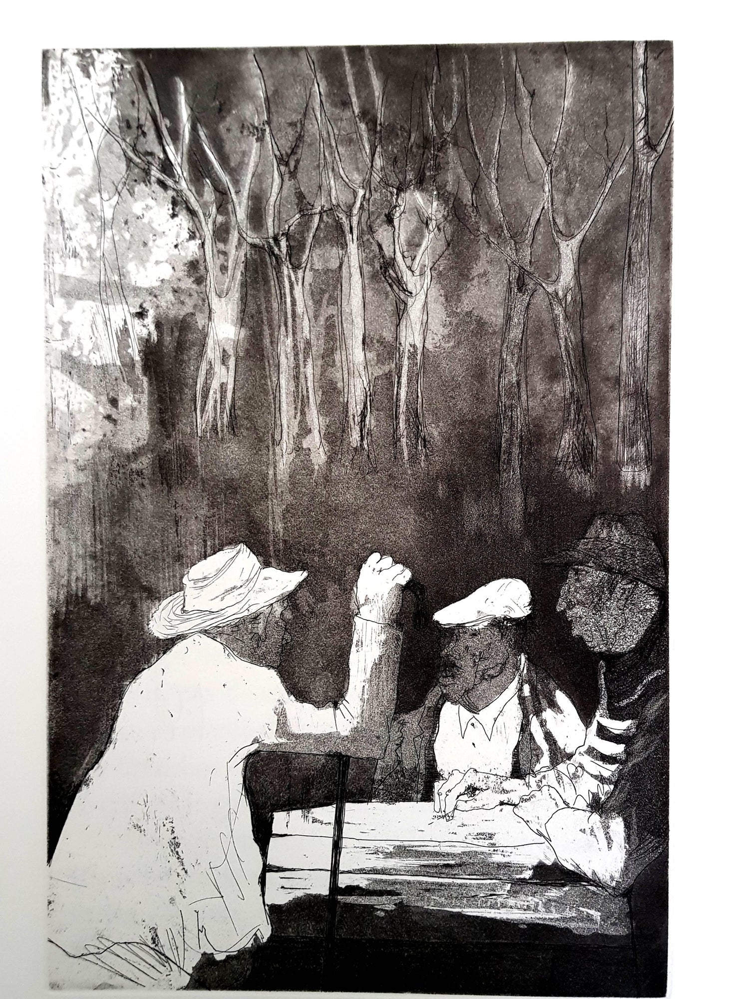 Dutch Fantastic Modern Etching, Jan Mensinga Old Master Style Wine Maker, Grapes