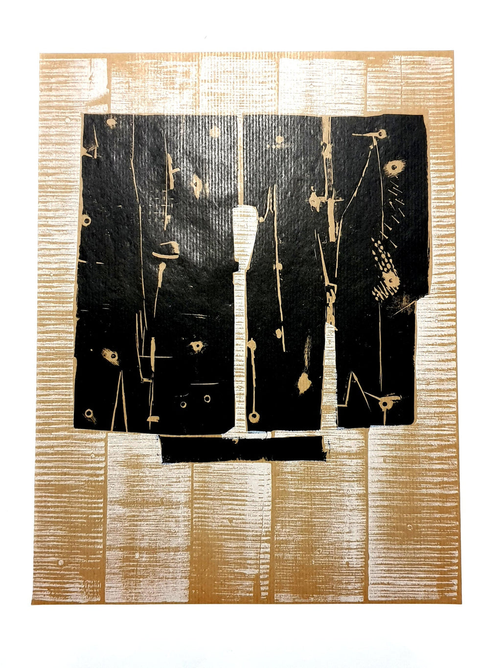 Huge Italian Neo Expressionist Mimmo Paladino Linoleum Block Print Atlantico