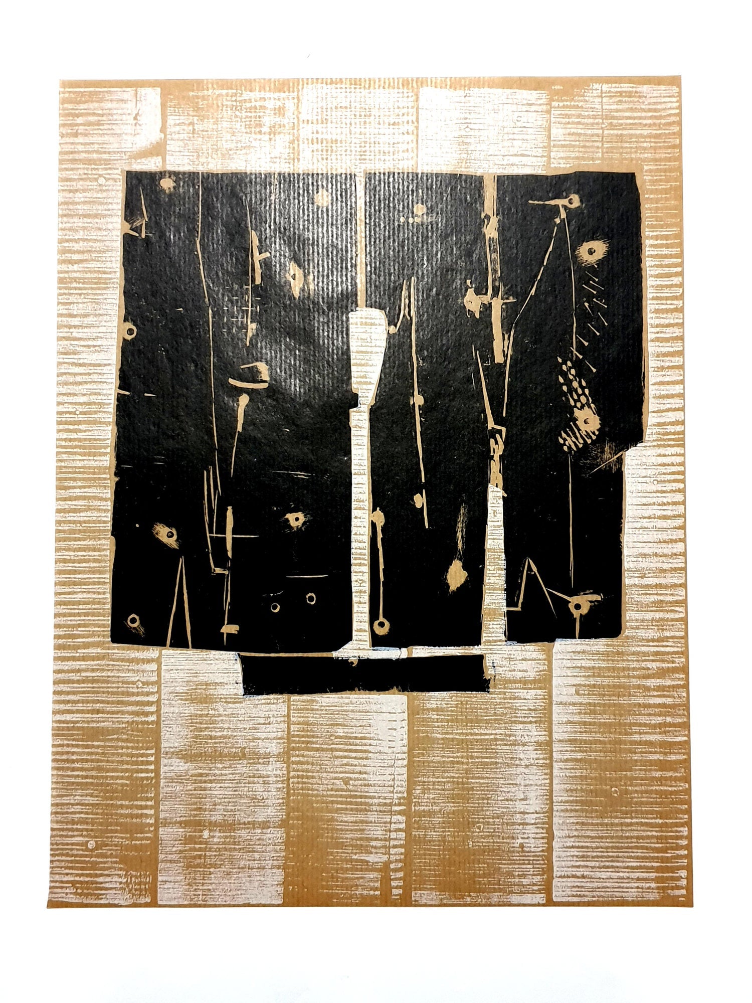 Huge Italian Neo Expressionist Mimmo Paladino Linoleum Block Print Atlantico