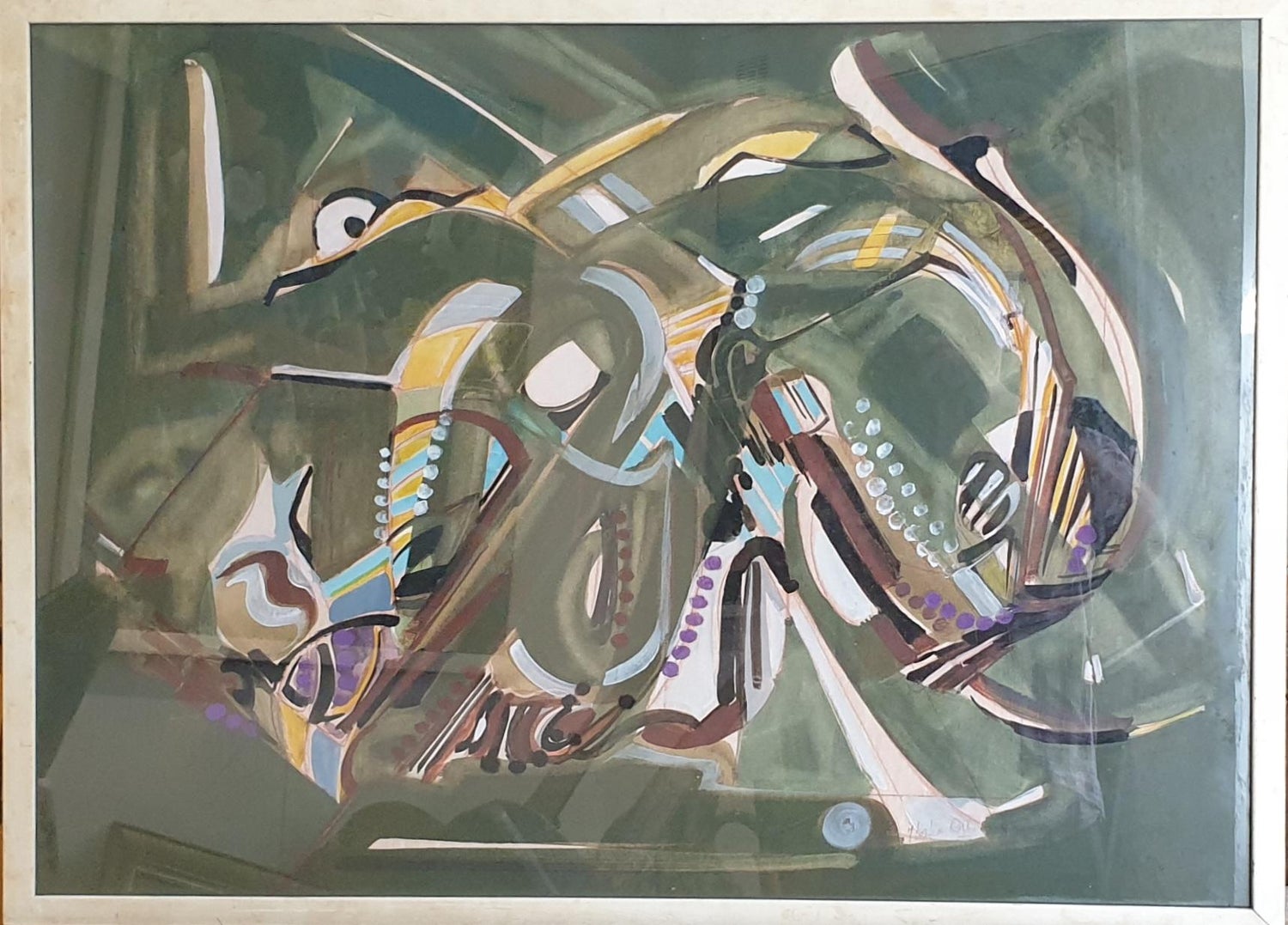 Modernist Orchestra Musical Gouache Painting Boston Expressionist