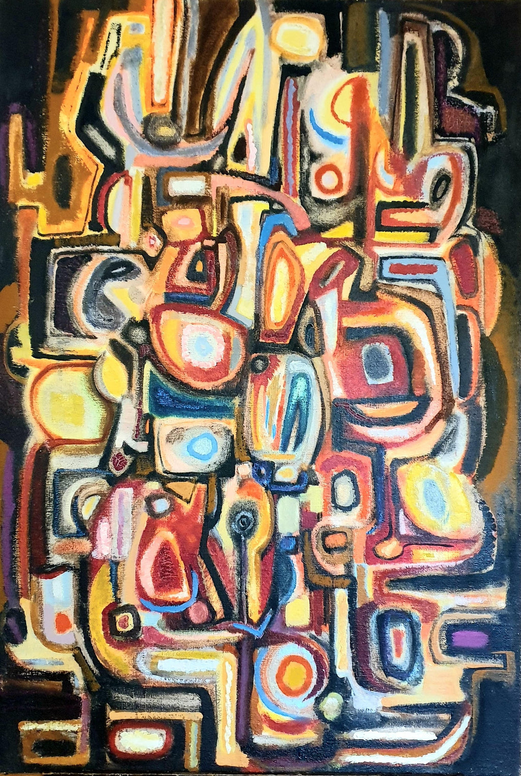 Israeli Modernist Abstract Expressionist Oil Painting