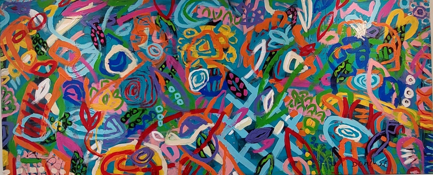 Large David Ferreira Whimsical Naive French Contemporary Outsider Painting