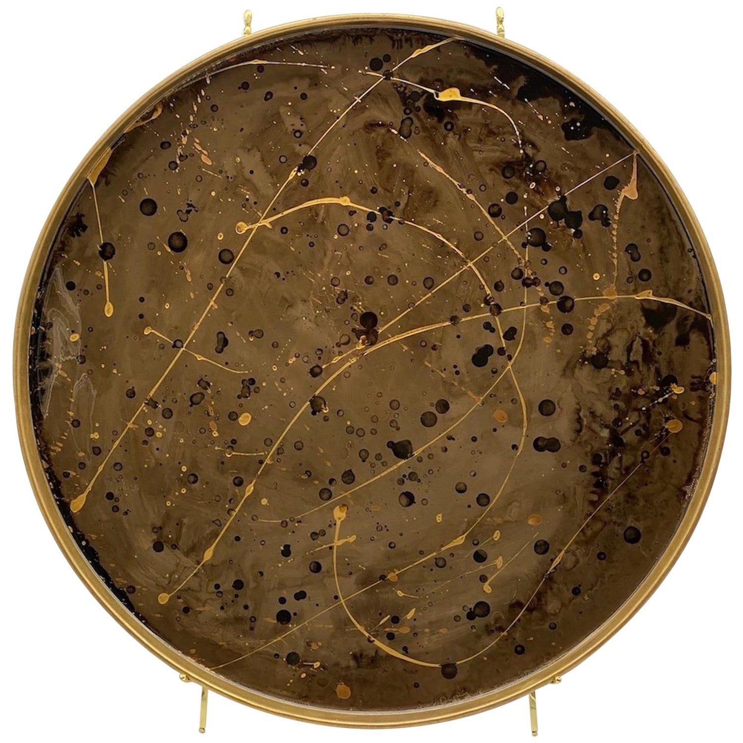 Salvador Dali Daum Pate de Verre with Gold, Glass Plate Sculpture Crystal Art