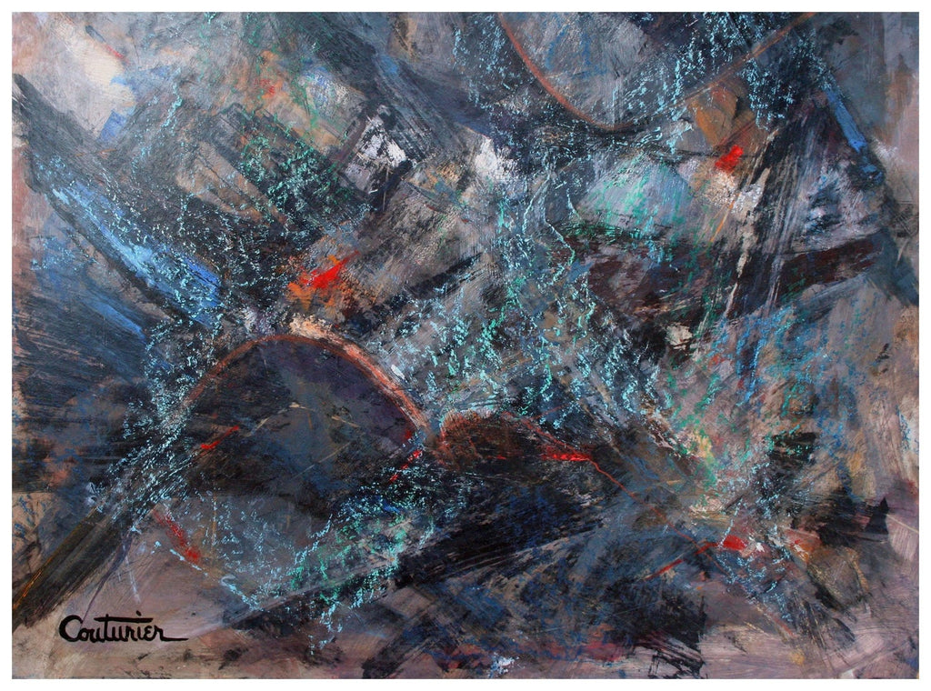 French Gestural Abstract Expressionist Textured Oil Painting