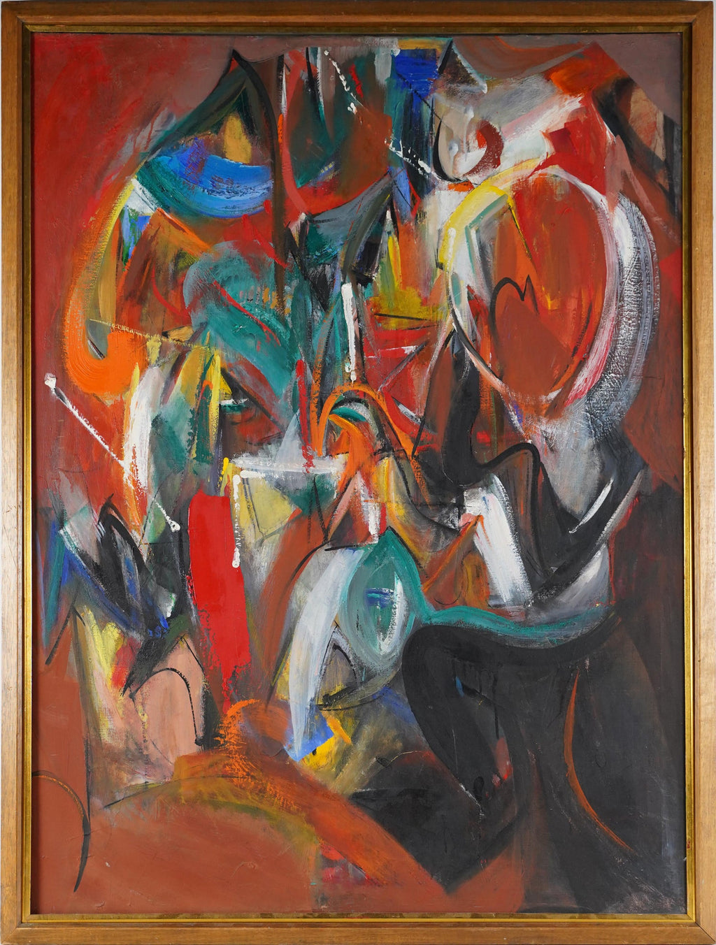 Polish Ecole De Paris Modernist Oil Painting Abstract Dancers Alfred Aberdam