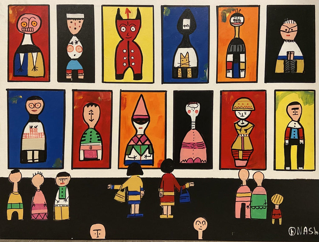 Pop Art Acrylic Painting 'Detectives' from the Tintin Comic books