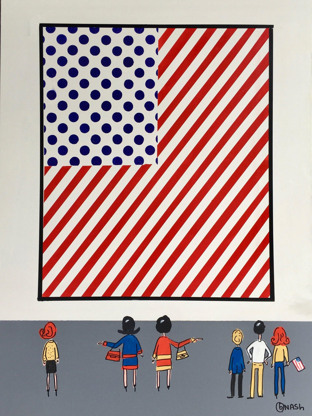 Ohio Artist Modern Americana Patriotic Uncle Sam Lithograph American Flag
