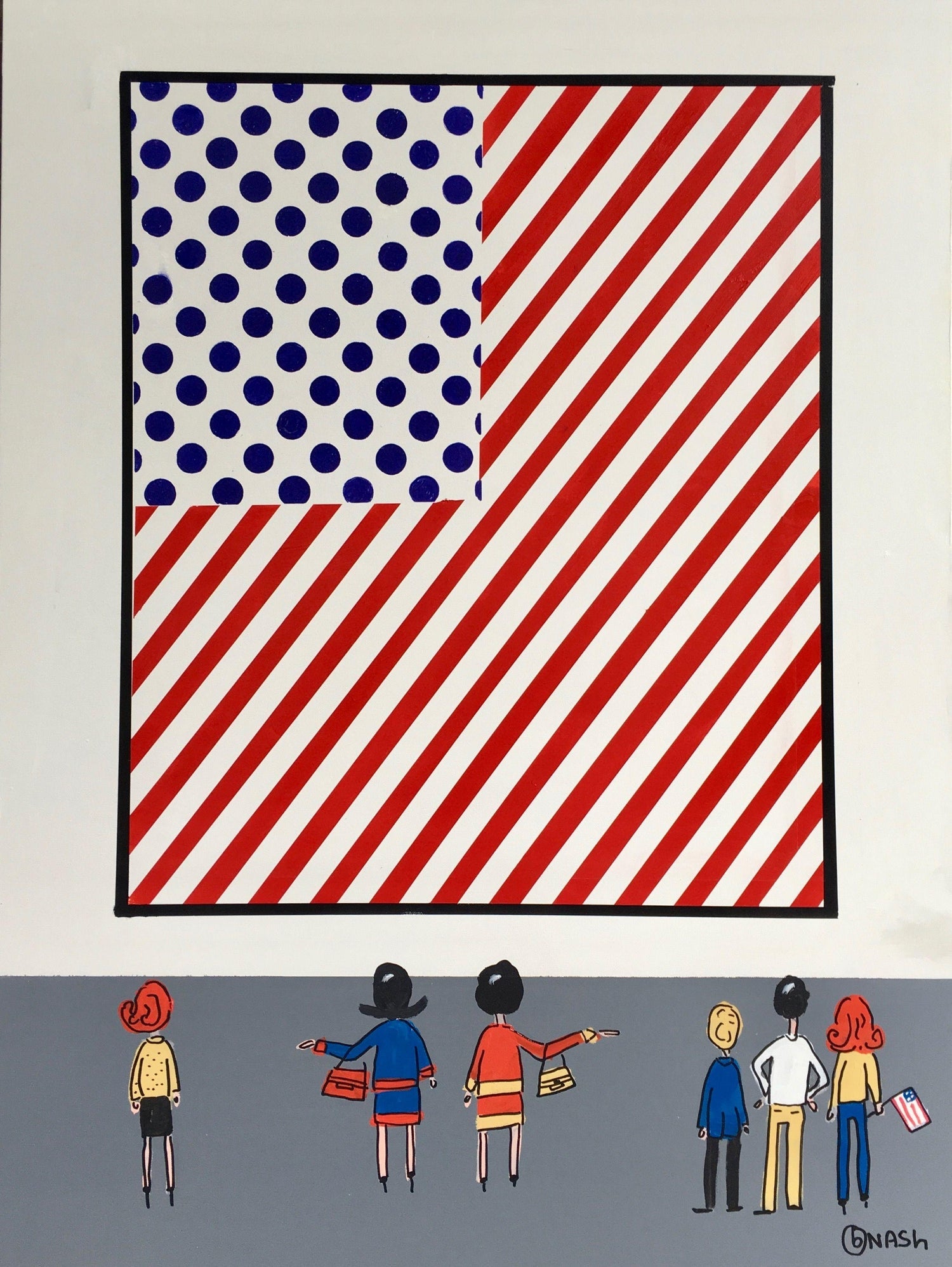 Malcolm Morley 1969 Vintage British Pop Art Screenprint Lithograph Marine w Flag