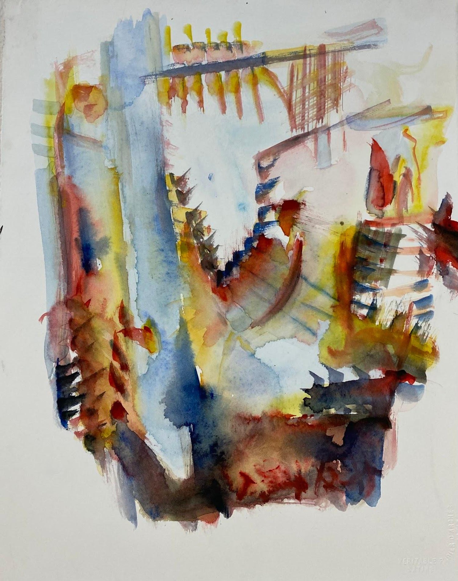 German Abstract Colorful Watercolor Painting Crayon Drawing Andreas Bindl
