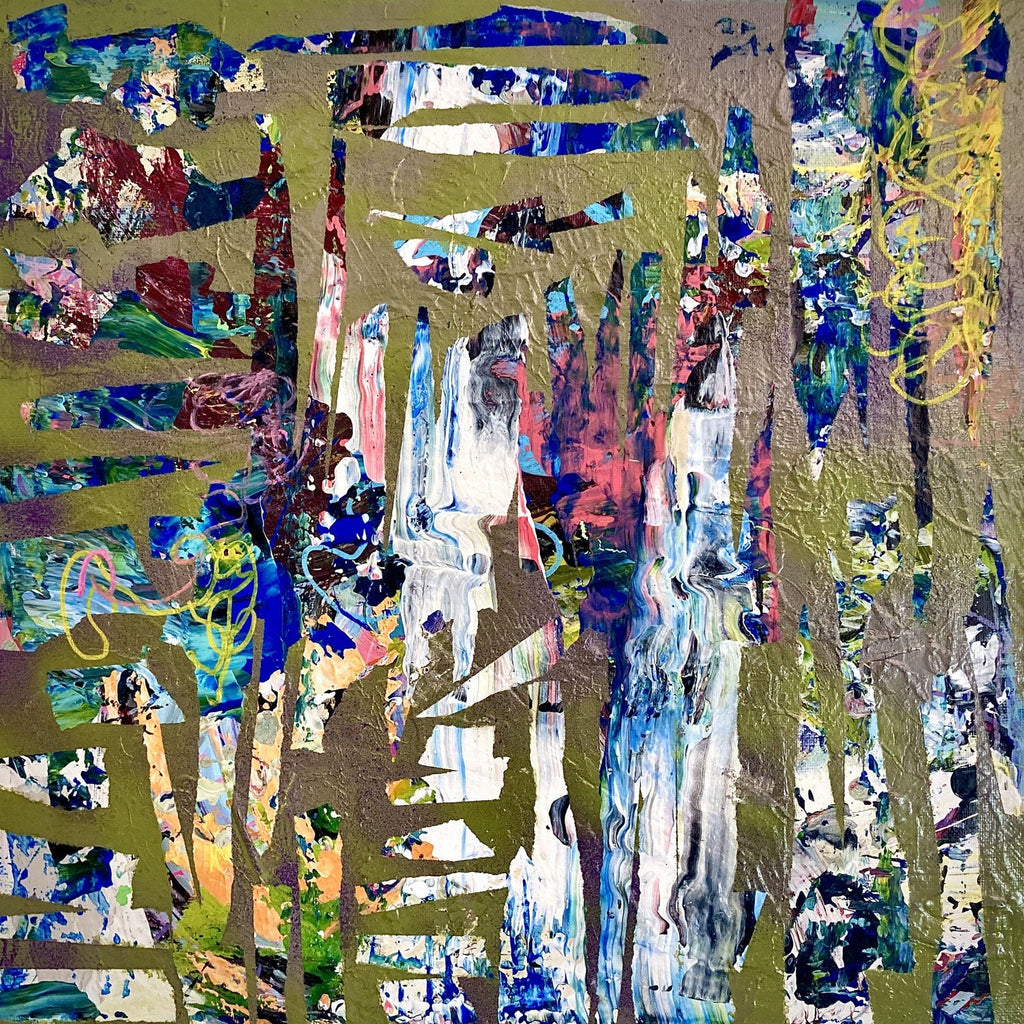 Abstract Surrealist Spray Paint Mixed Media Painting Jungle Swelter Mason Rader