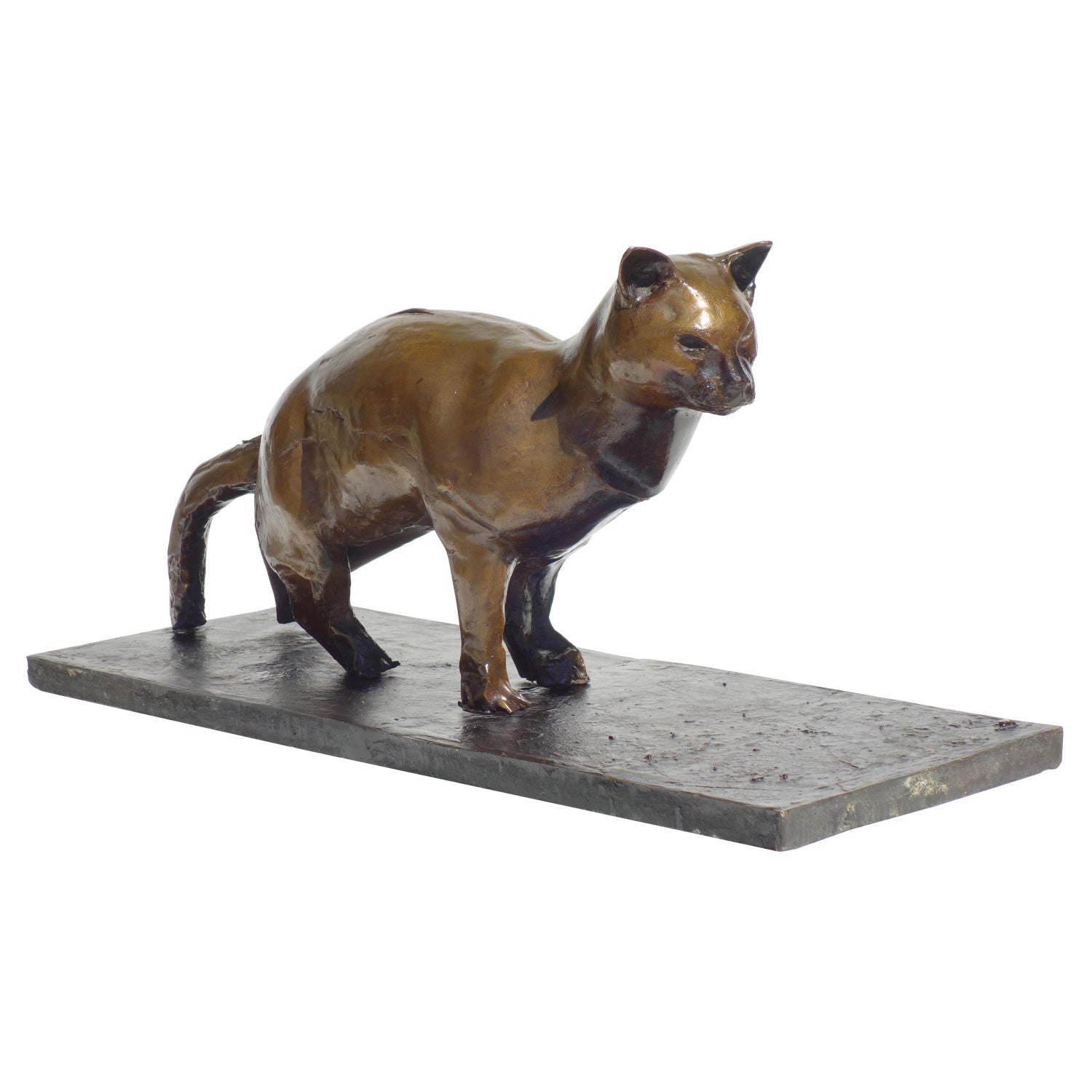 Polish Modernist Man Lioness Bronze Expressionist Lion Art Sculpture