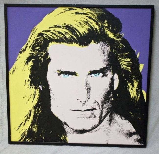 Rare Unique Oil Painting Silkscreen of Fabio Pop Art 80s Icon