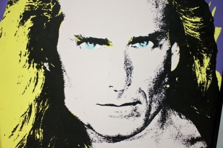 Rare Unique Oil Painting Silkscreen of Fabio Pop Art 80s Icon