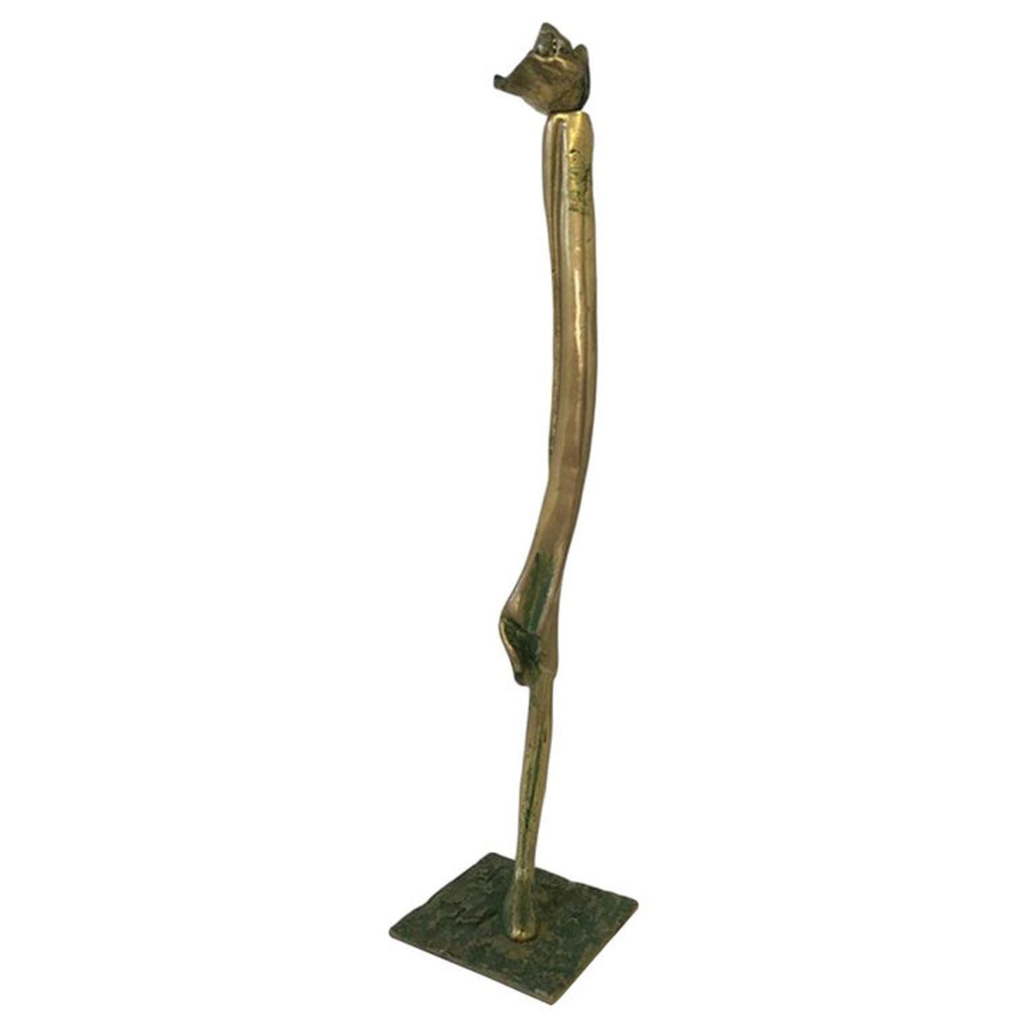 Israeli Bronze Modernist Sculpture Pregnant Woman Abstract Figure Safed, Ein-Hod
