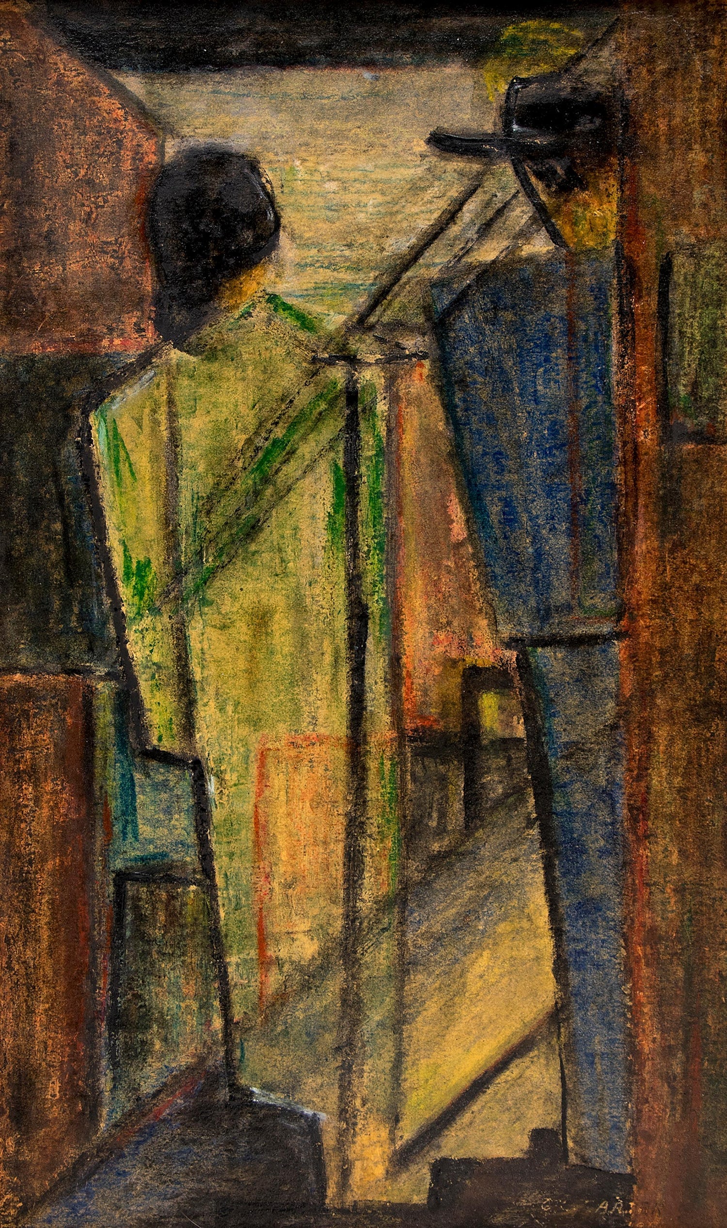 Mid Century Mothers, Children Oil Painting Frank Kleinholz WPA Era NYC Tenements