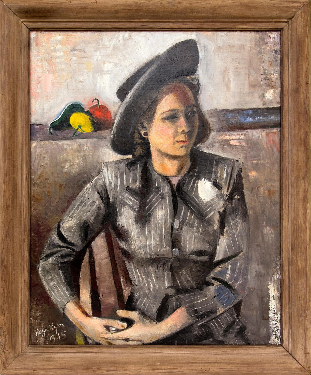 Modernist Encaustic Painting Portrait Boston Expressionist