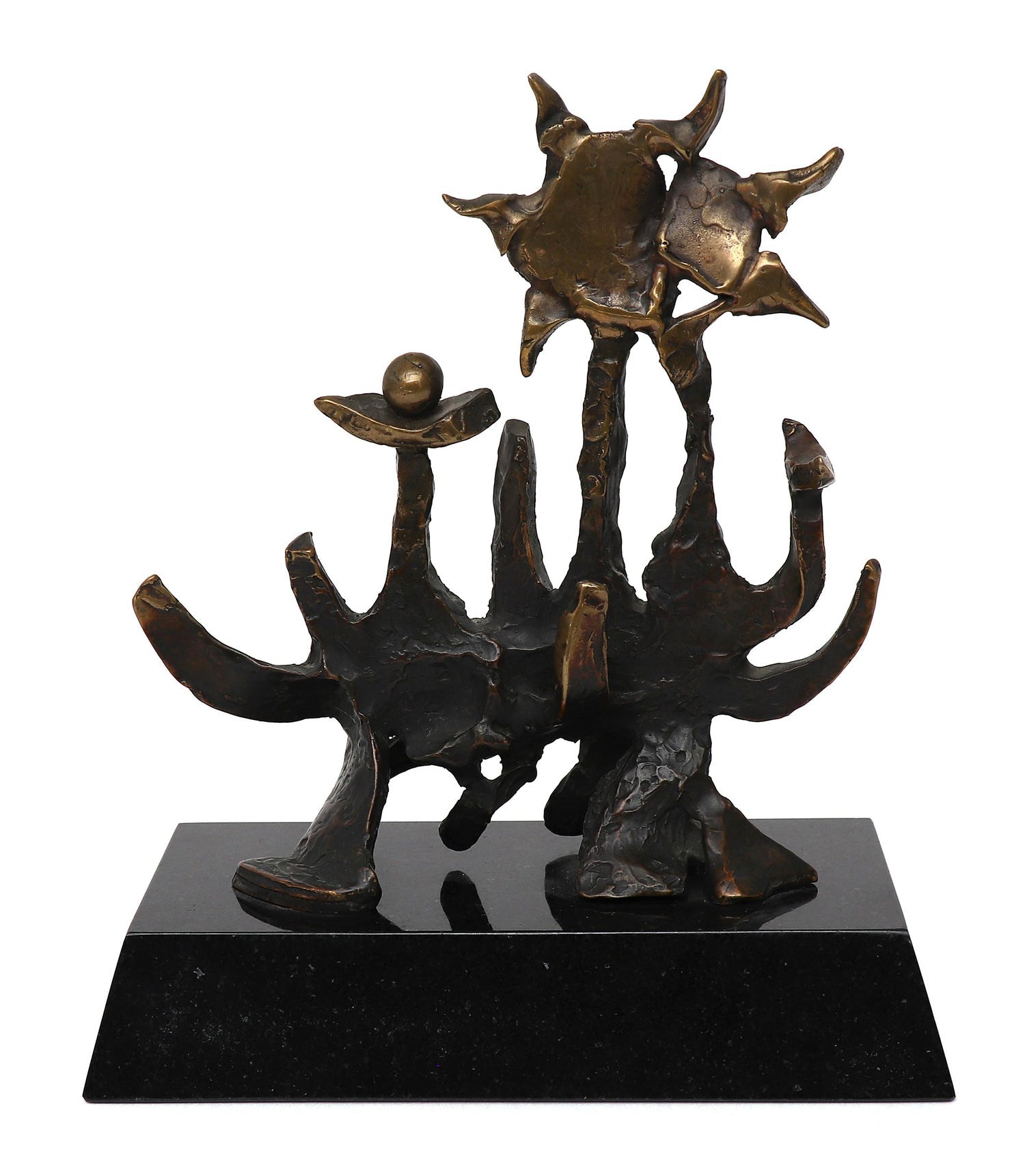 "American Marriage" Painted Bronze Outsider Assemblage Sculpture Signed Marmol