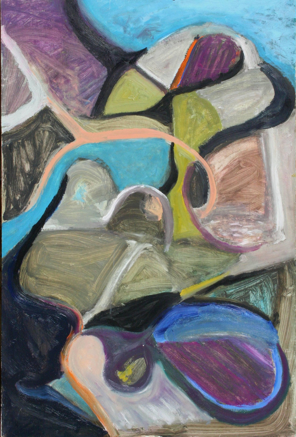 Abstract Expressionist Composition with Heart Jay Milder Rhino Horn Oil Painting