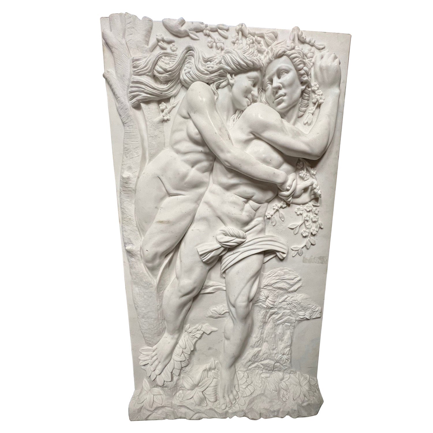 Rare Milk Glass Carved Sculpture Panel Cowboy Indian WPA Artist Americana