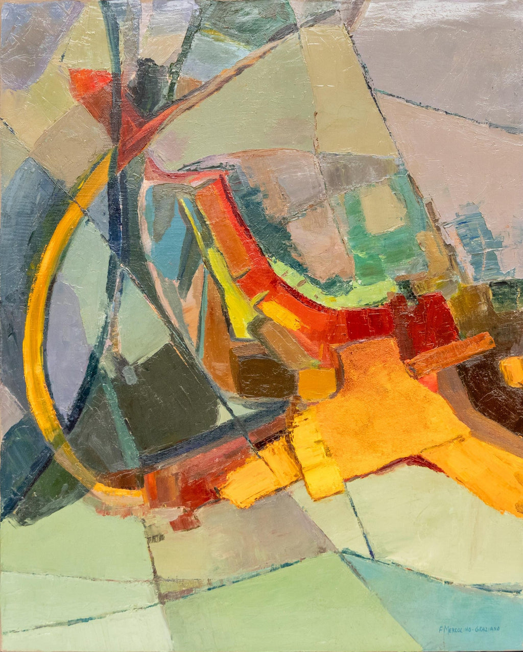 Abstract Expressionist Composition with Heart Jay Milder Rhino Horn Oil Painting