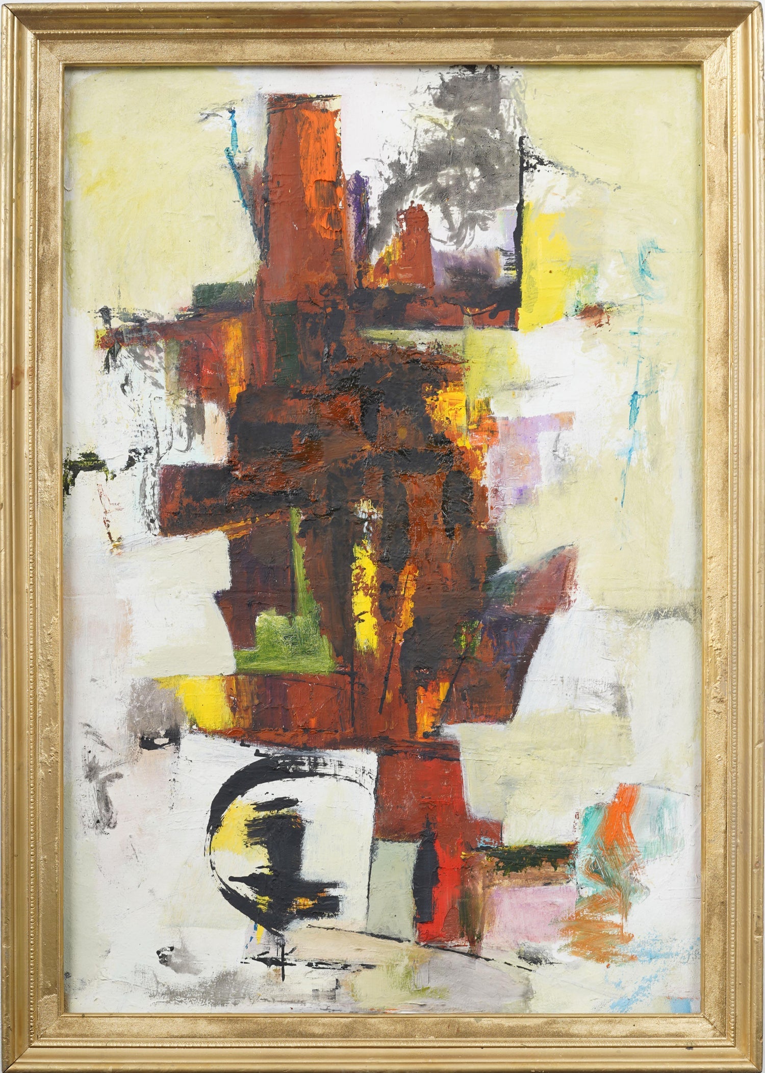 French Gestural Abstract Expressionist Textured Oil Painting