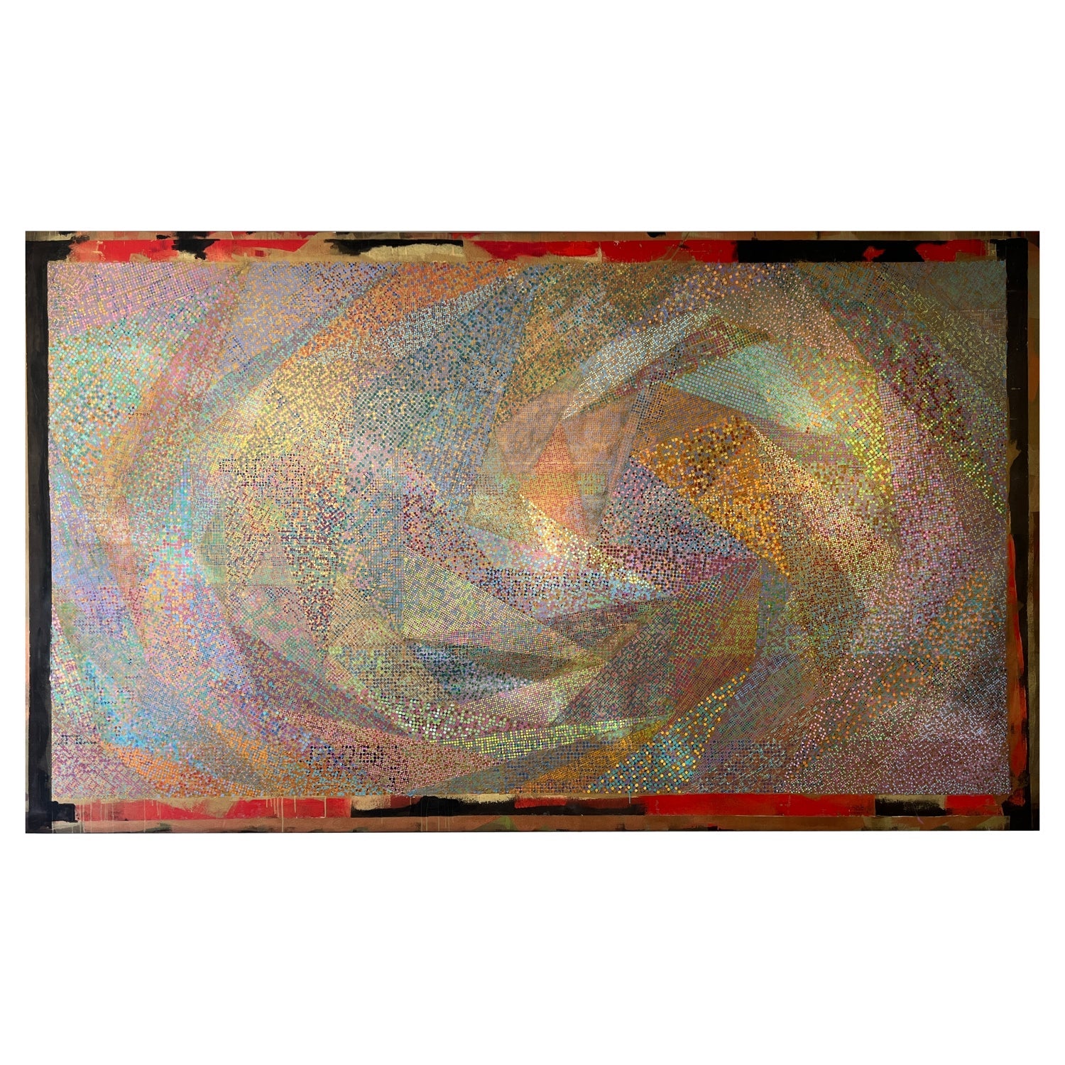 Large Israeli Abstract Pattern & Decoration Oil Painting Yuval Shaul Steel Frame