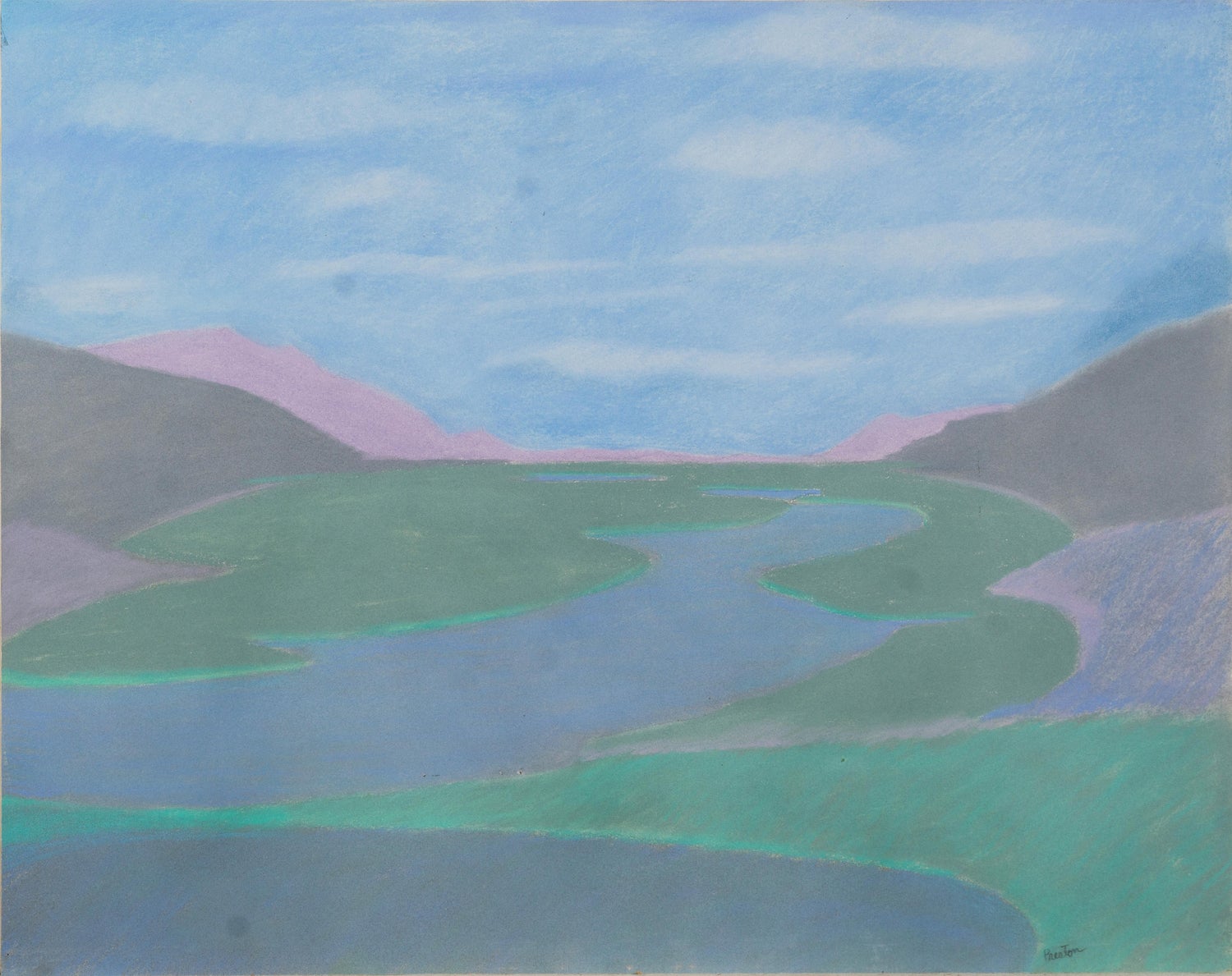 Large Abstract Landscape Pastel Drawing Painting San Francisco Artist, Megan #13