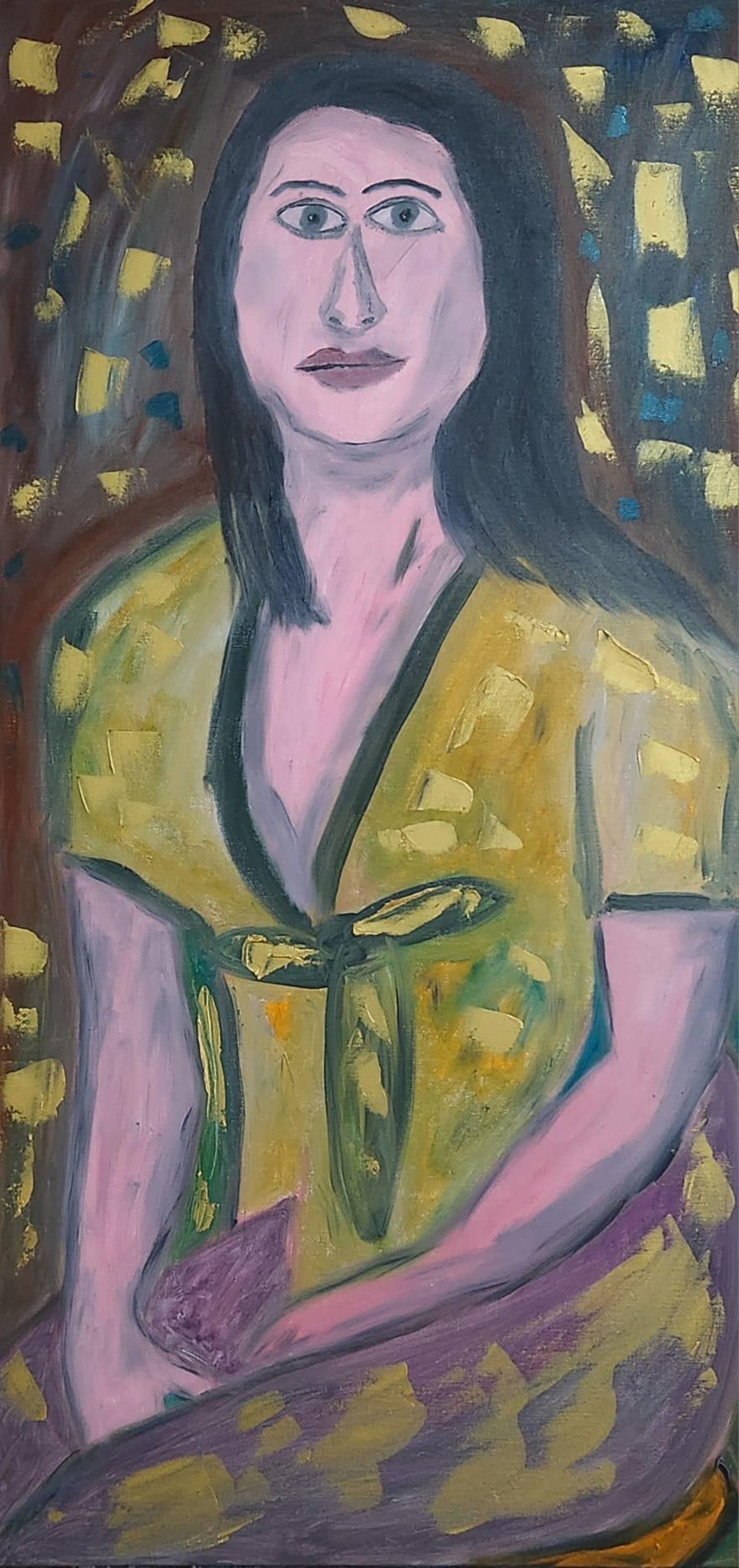 Rare Jewish Yemenite Woman Oil Painting Israeli Girl Judaica Itamar Siani