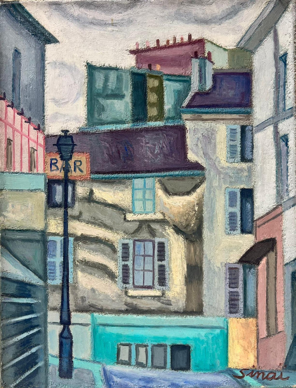 French Modernist Large Paris Street Oil Painting Expressionist Henry D'anty