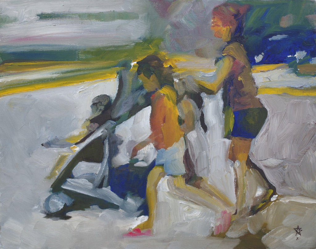 Family Portrait, Large Surrealist Oil Painting Mother, Children, Neo Surrealism