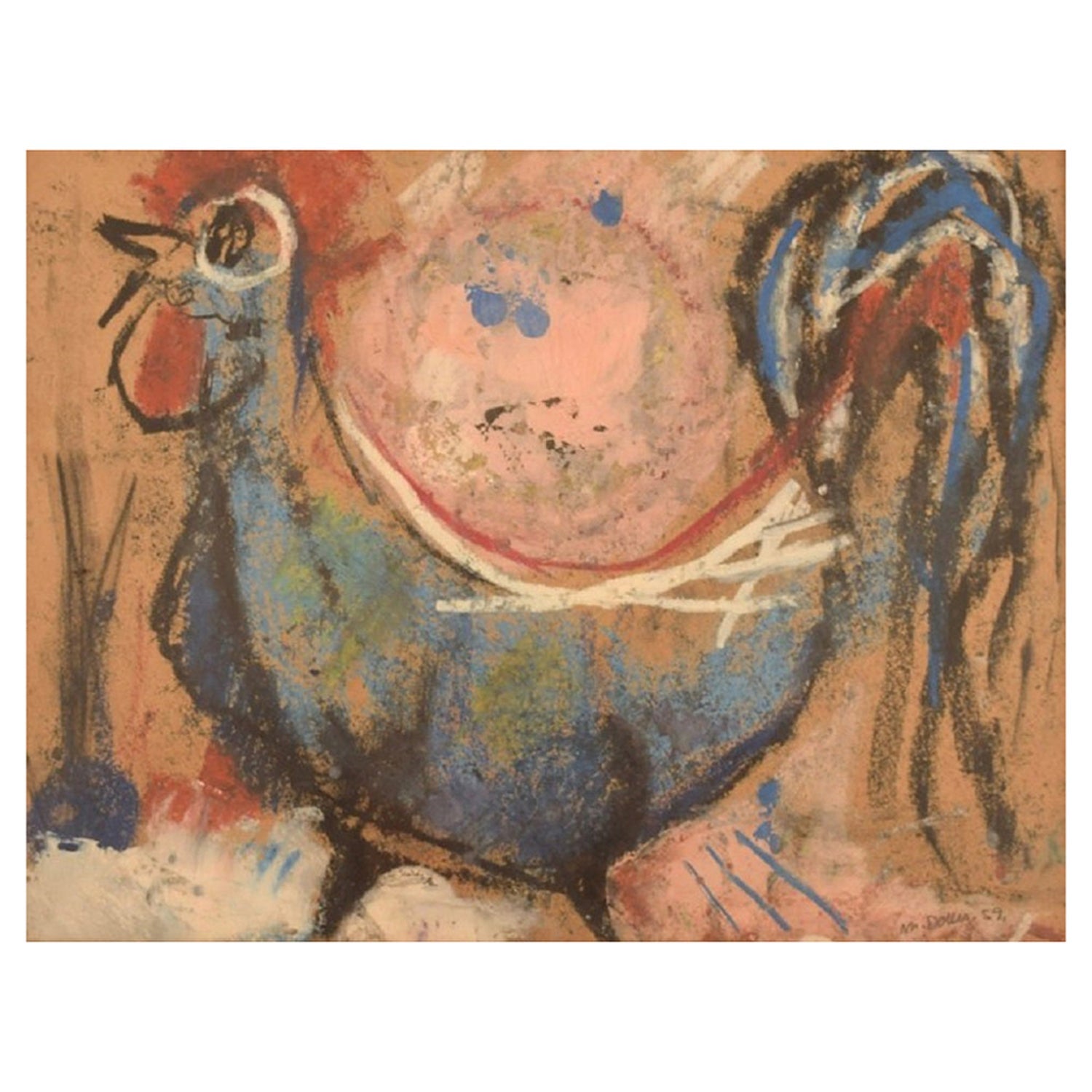 Modern Israeli Lithograph Reuven Rubin Views Of Israel Judaica Crowing Rooster