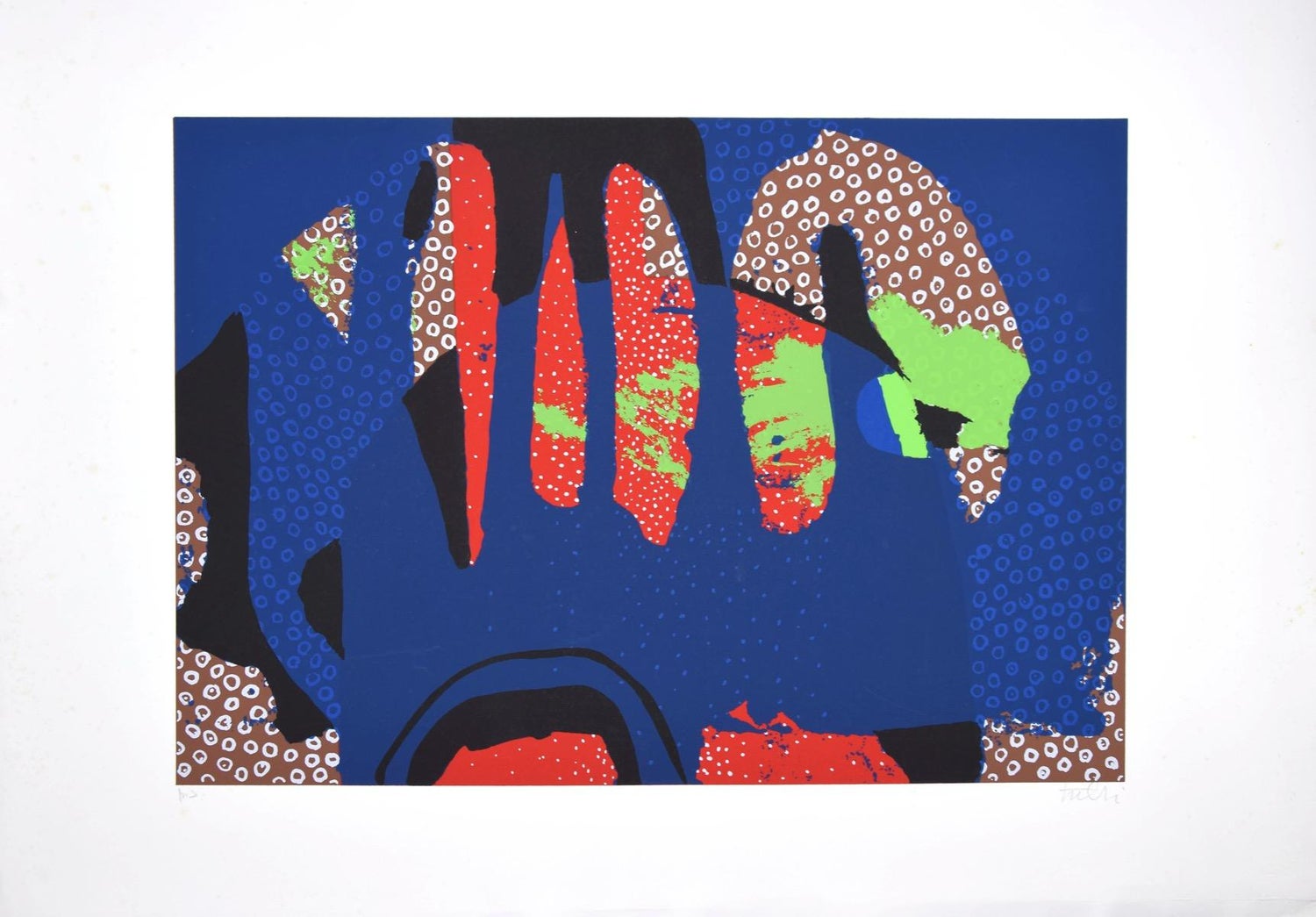 Color Lithograph Linocut Chine Collé "Workshop" Bright Modernist Pop Art