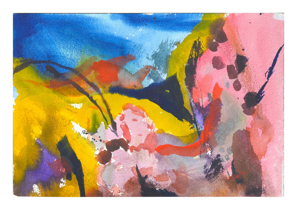 Mod Abstract Expressionist Modernist Edward Avedisian Color Field Art Gouache