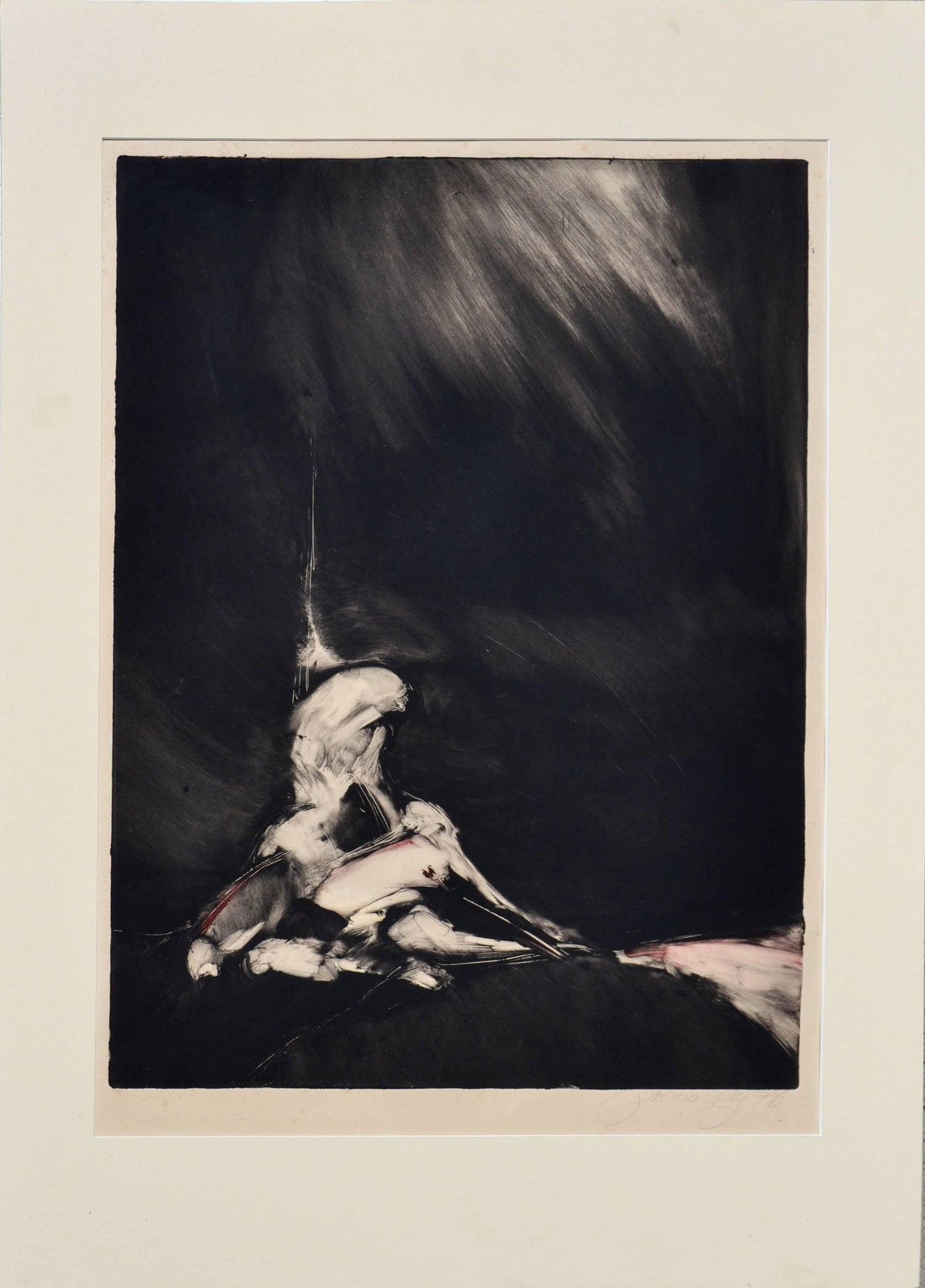 Falling Figure, American Modernist Abstract Etching