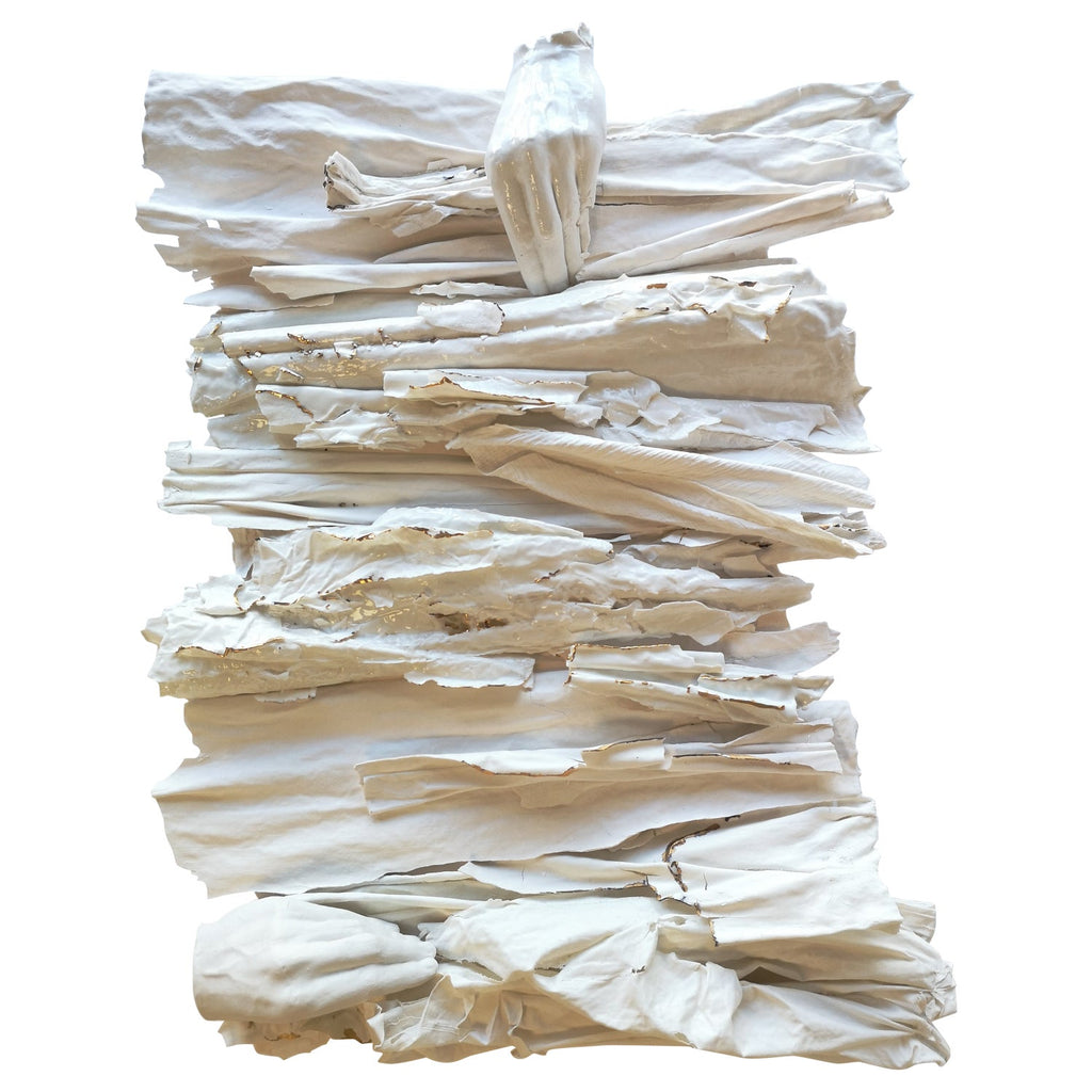 Sebastien de Ganay Folded Linen Abstract Minimalist Unique Sculpture Fabric Wire