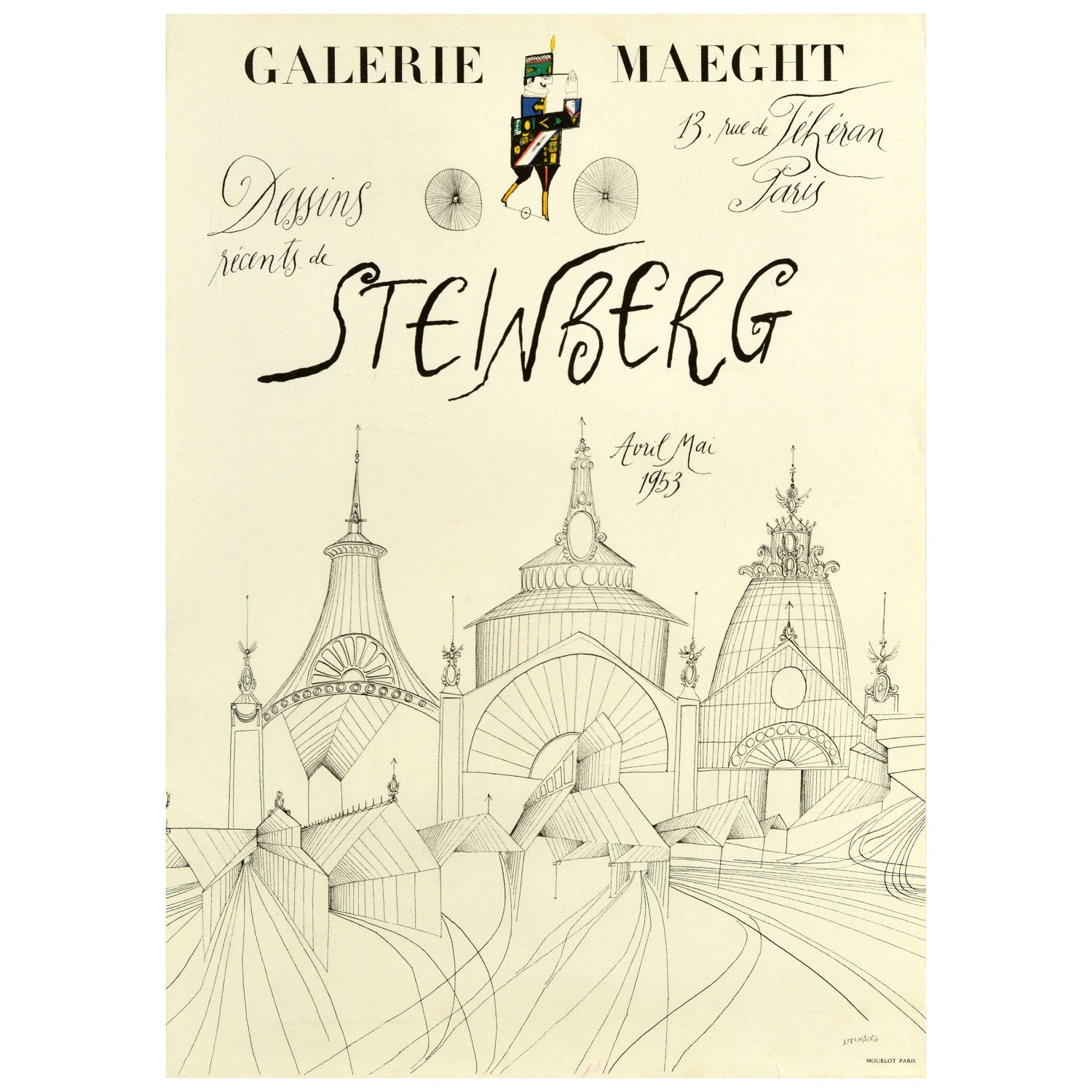 Vintage Poster Saul Steinberg Galerie Maeght Paris France