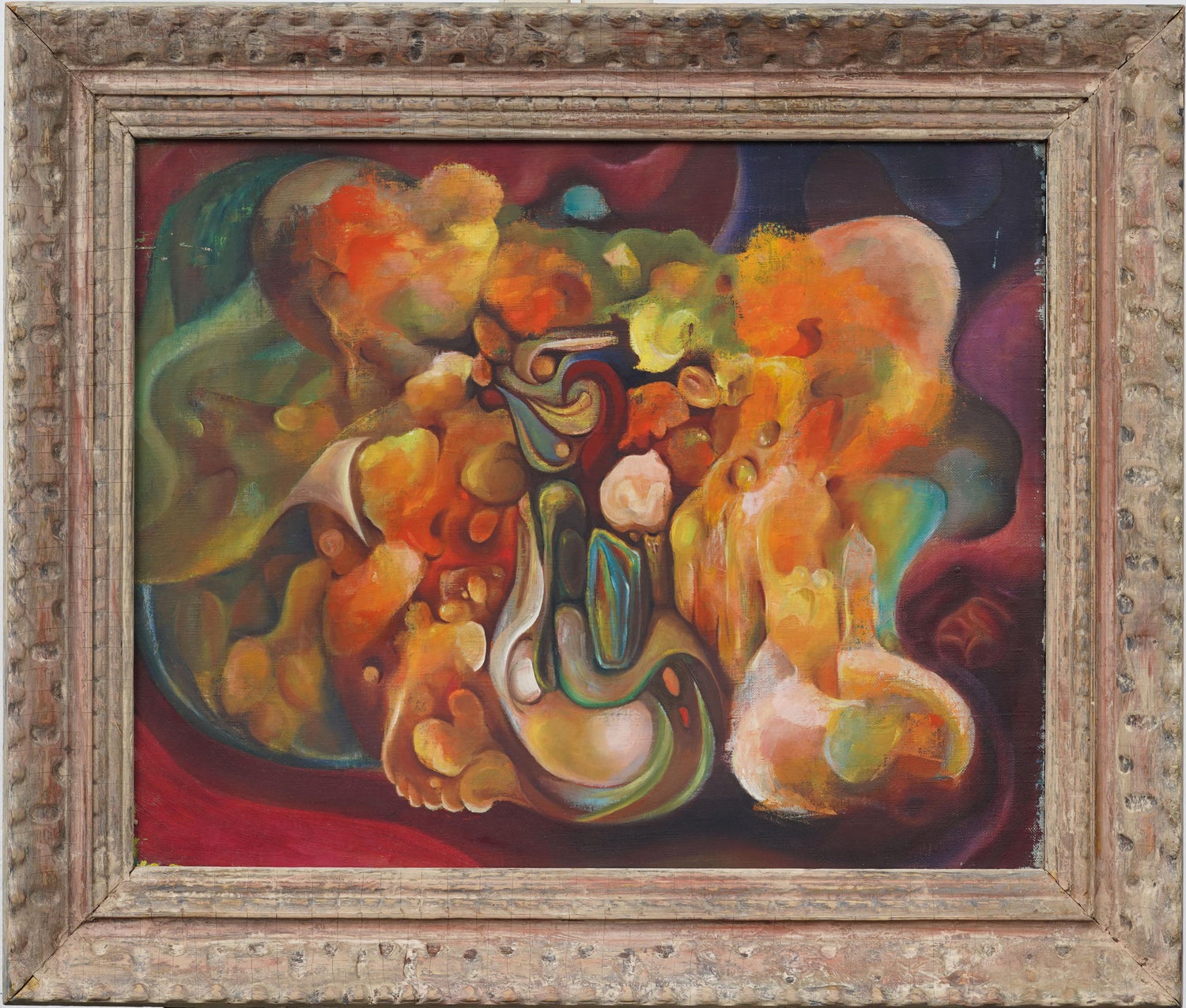 1970's Mod Surrealist Day Glo Fluorescent Acrylic Painting J. James Akston