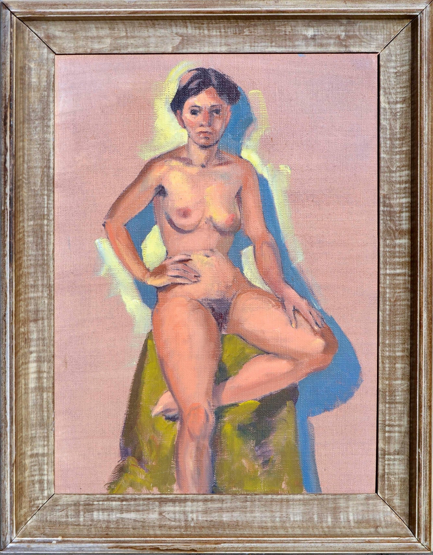 American Modernist Oil Painting Nude Male on Beach WPA Artist Group of 10