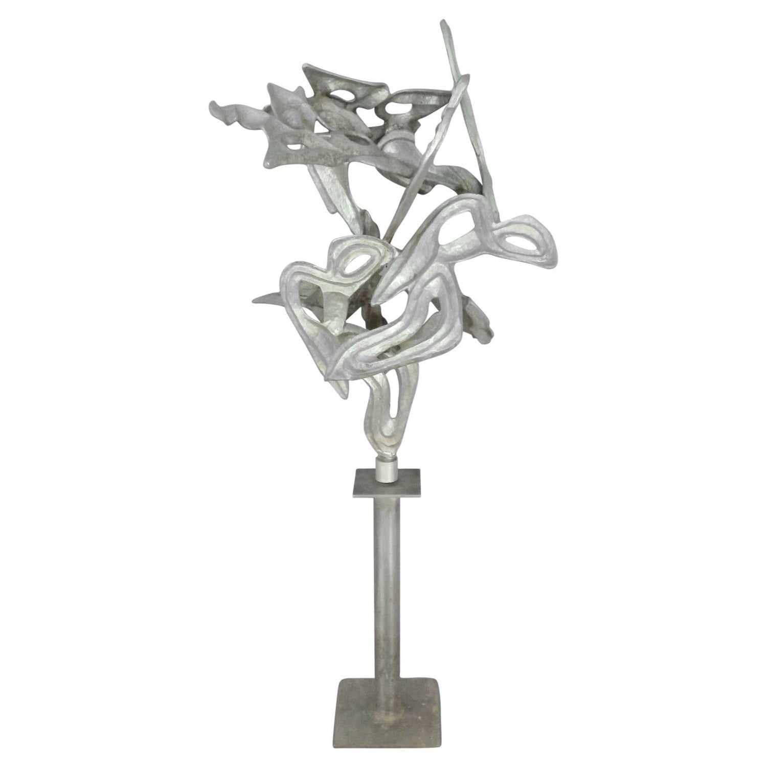 Large Abstract Angels Butterflies Israeli Contemporary Bronze Enameled Sculpture