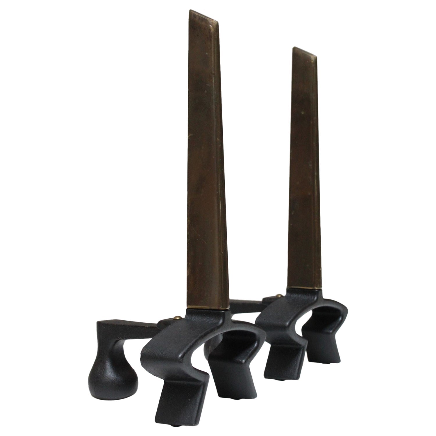 Modernist Brutalist Hand Forged Iron Bookends Sculpture Israeli David Palombo
