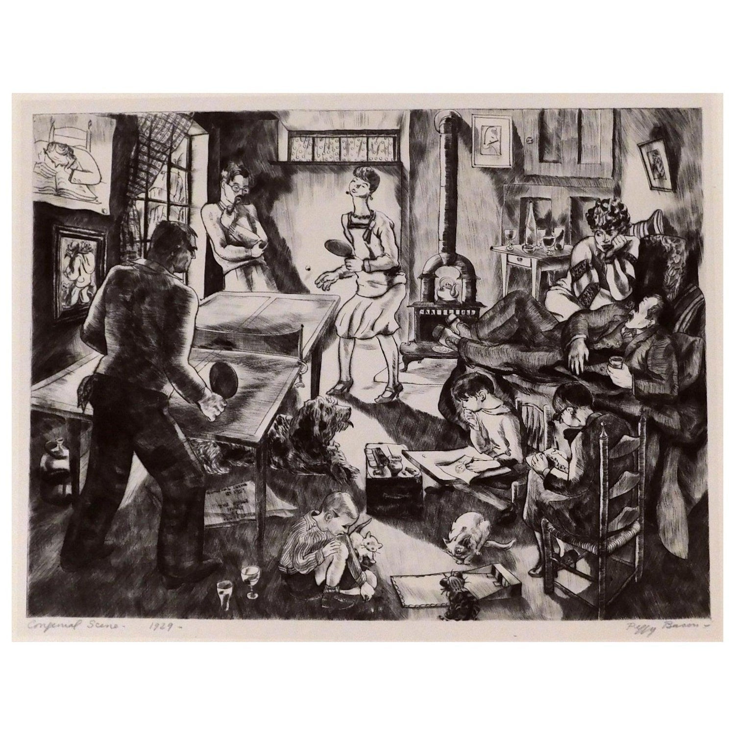 New York Social Realist Etching Cease To Do Evil Learn To Do Well WPA Artist NYC