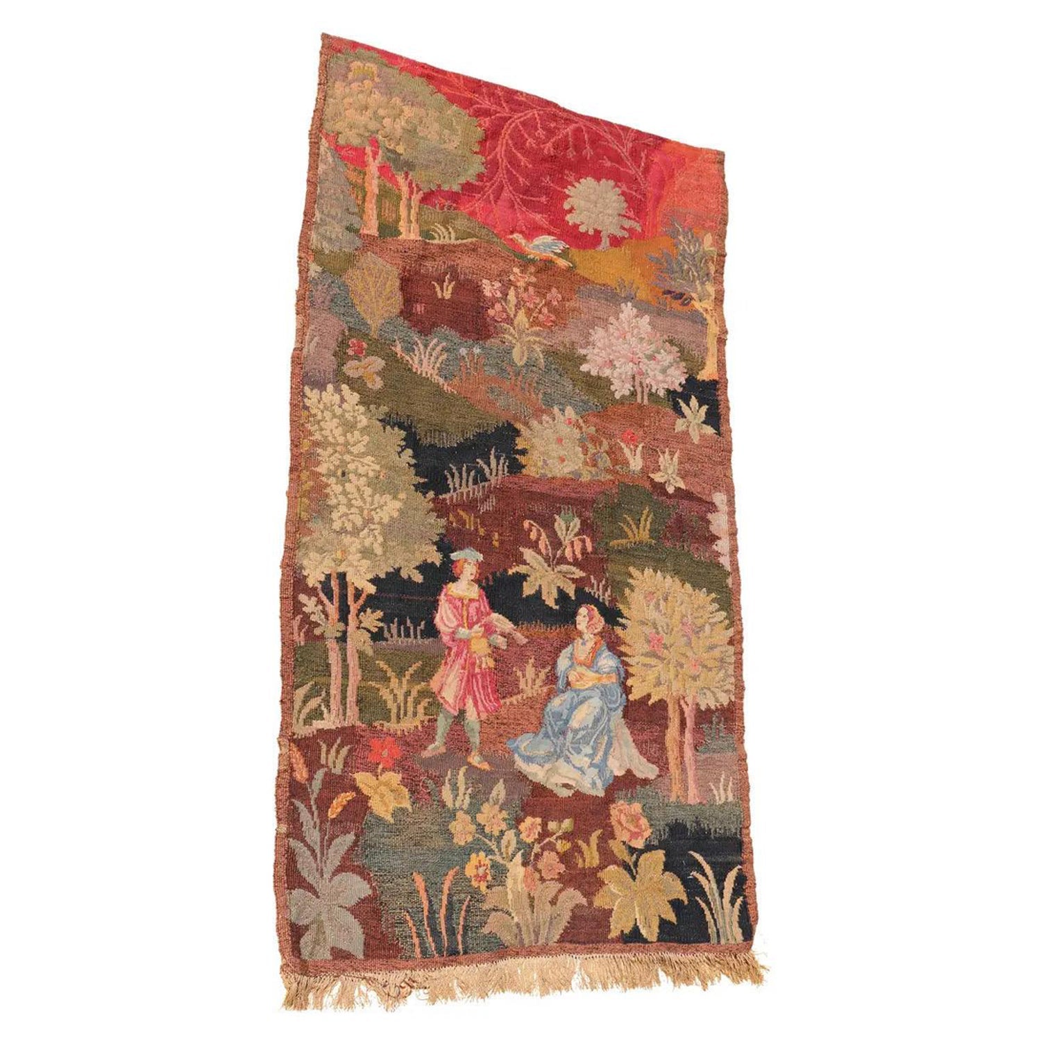 Naive European French Folk Art Jovan Lazar Obican Tapestry Wall Hanging Weaving