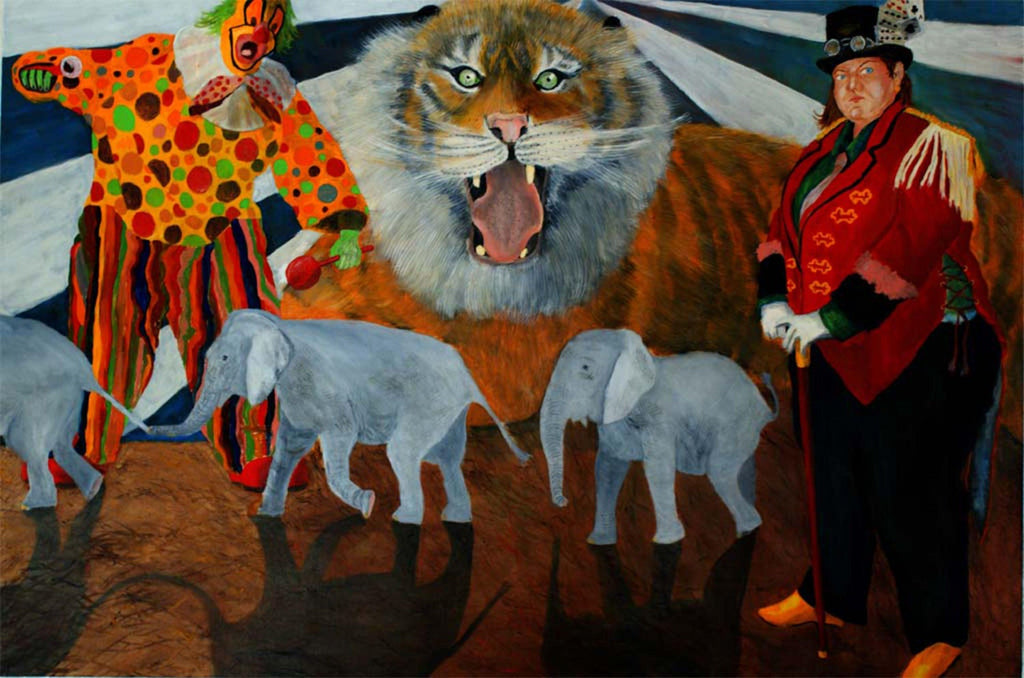 British Sad Clown Boy Oil Painting on Canvas Barry Leighton Jones Circus Scene