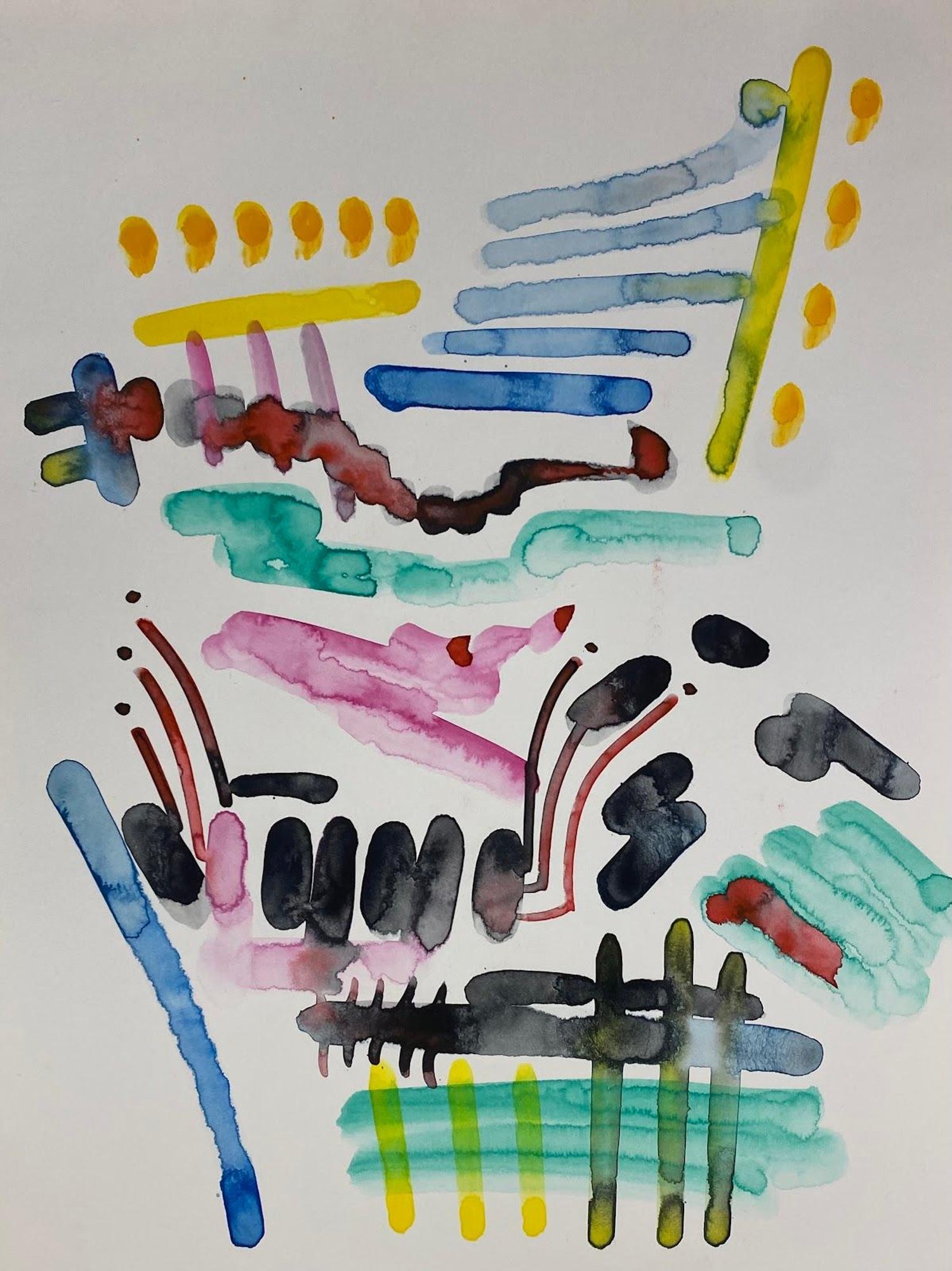 German Abstract Colorful Watercolor Painting Crayon Drawing Andreas Bindl